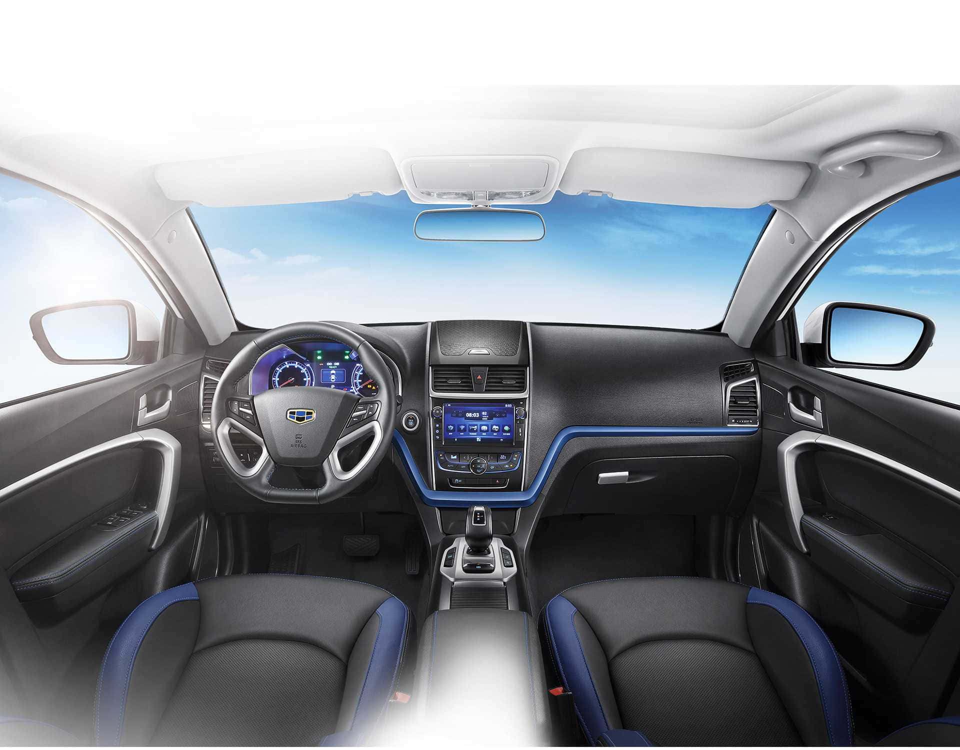Geely Emgrand, black and blue accents, panoramic sunroof, Full HD Desktop Wallpaper
