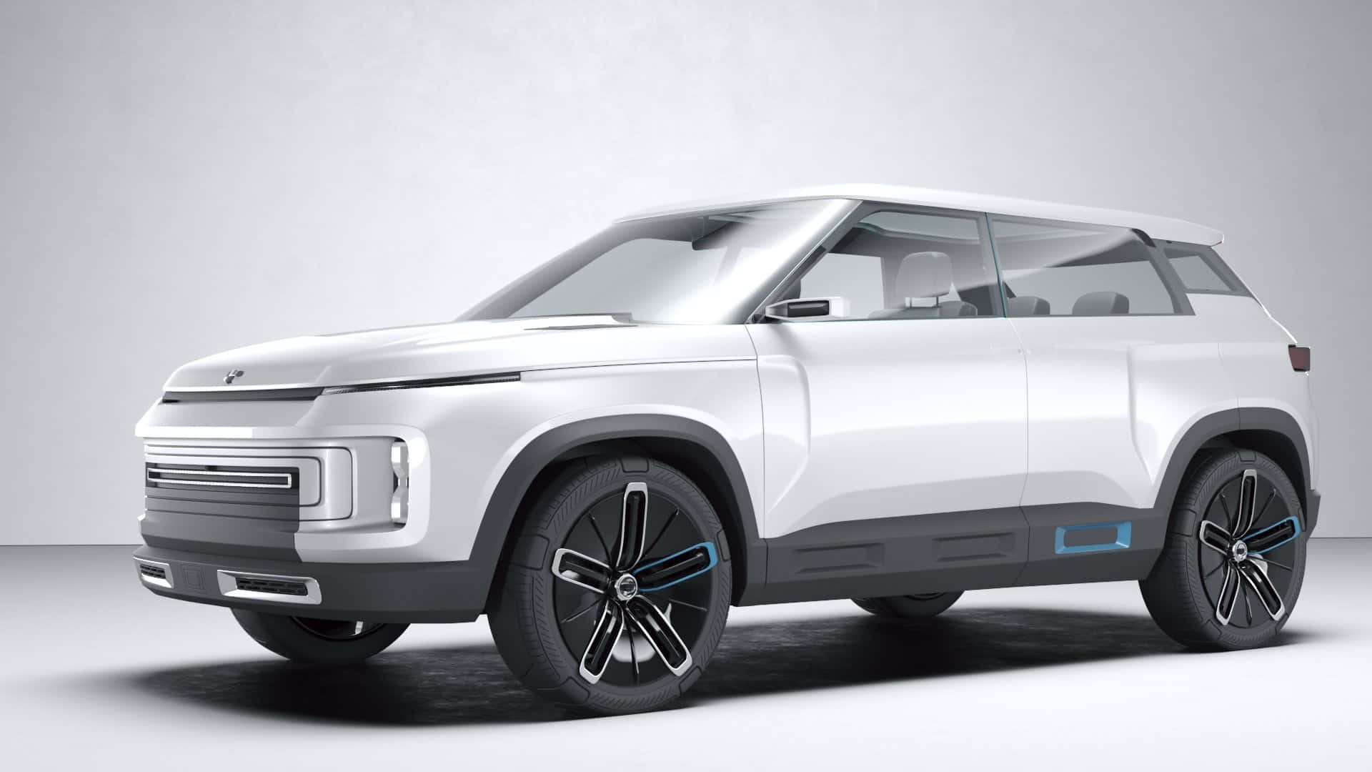 Geely Icon, sleek white futuristic SUV, black accents, Full HD Desktop Wallpaper