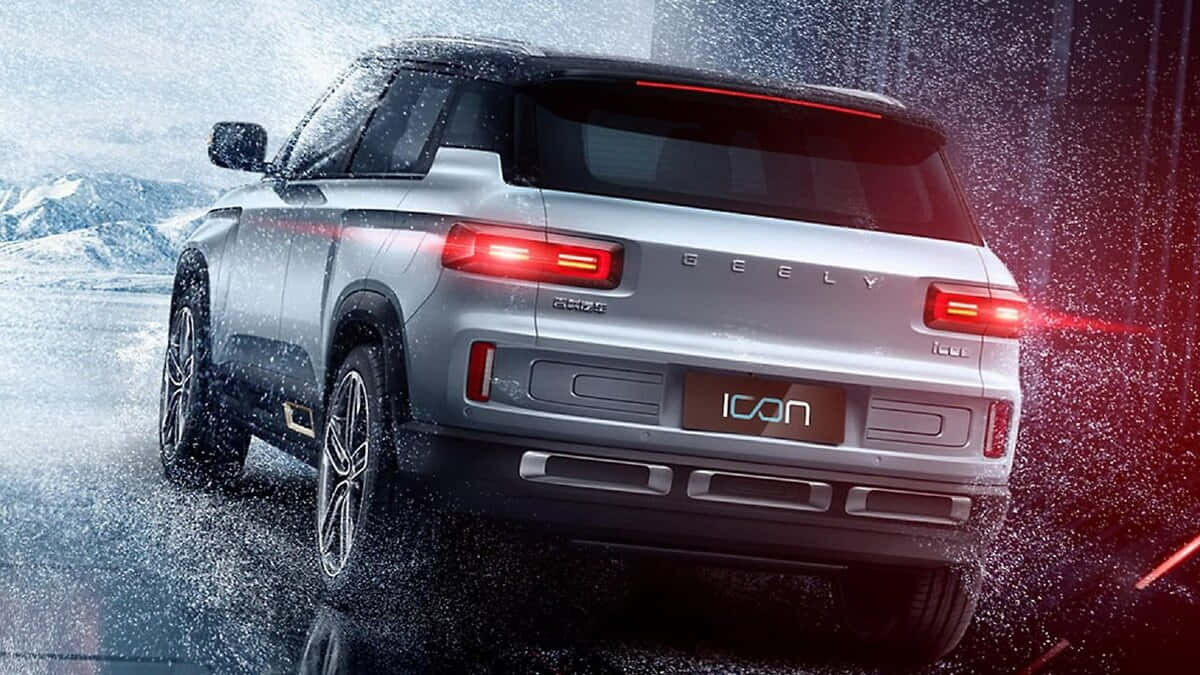 Geely Icon S U, silver, snowy landscape, SD Desktop Wallpaper