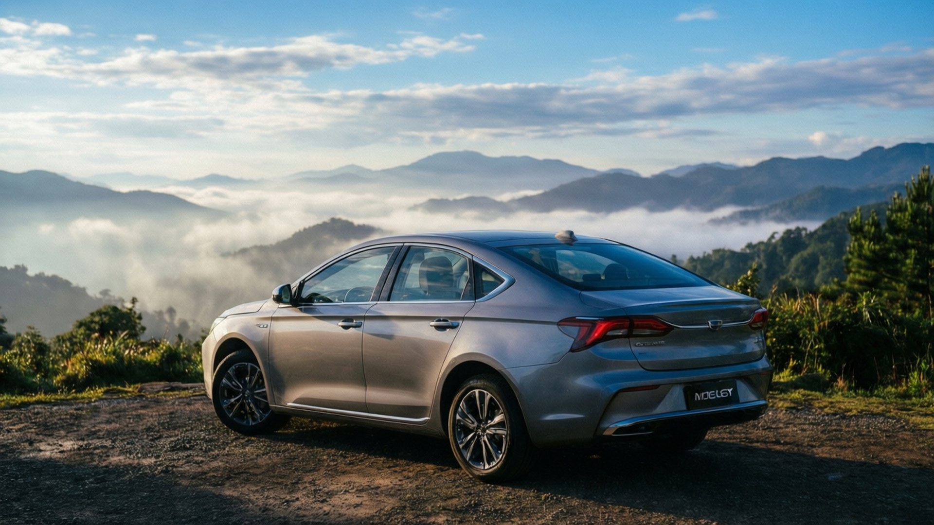 Geely Preface, mountain summit, misty mountains, Full HD Desktop Wallpaper