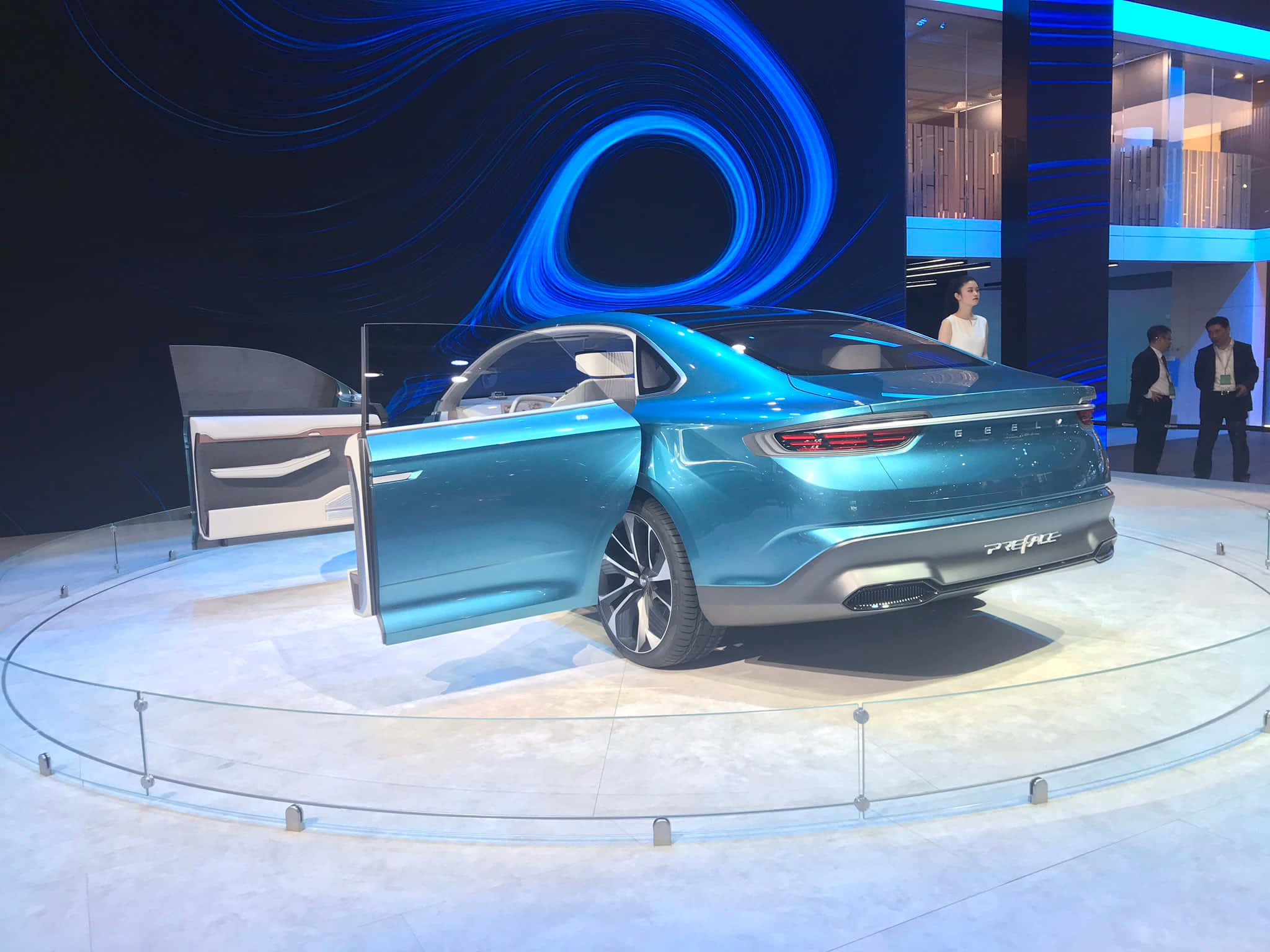 Geely Preface, turquoise, gullwing doors, Full HD Desktop Wallpaper