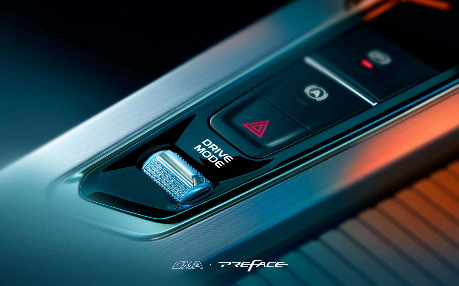 Geely Preface, drive mode selector, glowing red hazard button, Full HD Desktop Wallpaper