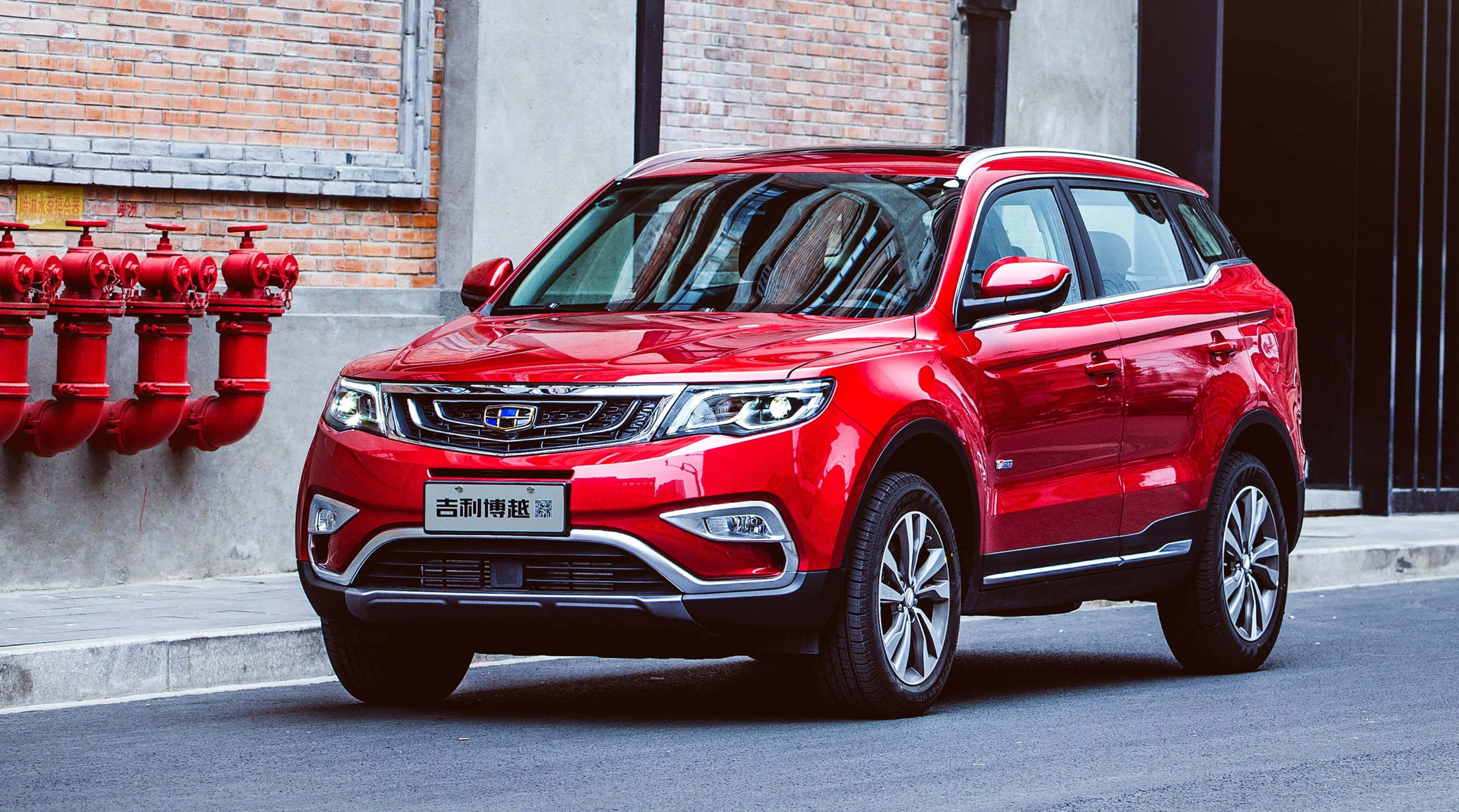 Geely, SUV, glossy red, 2K Desktop Wallpaper