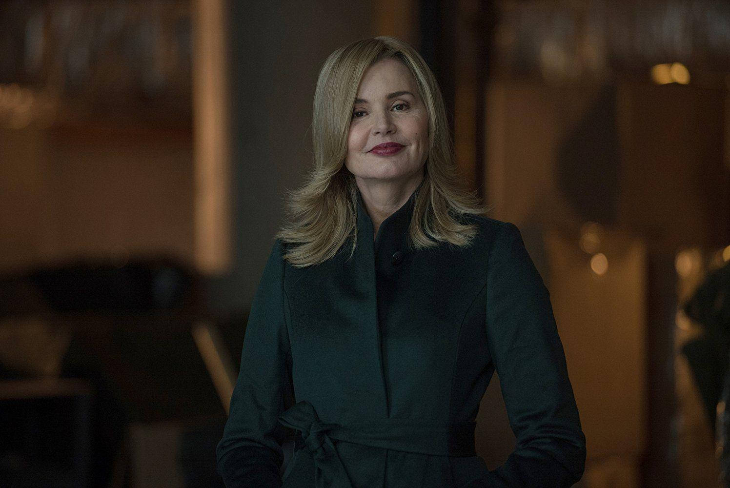 Geena Davis, blonde cowgirl, dark green coat, HD Desktop Wallpaper