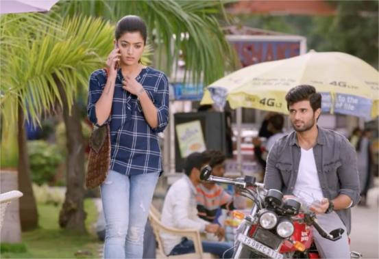 Geetha Govindam, blue plaid shirt, red motorcycle, SD Desktop Wallpaper