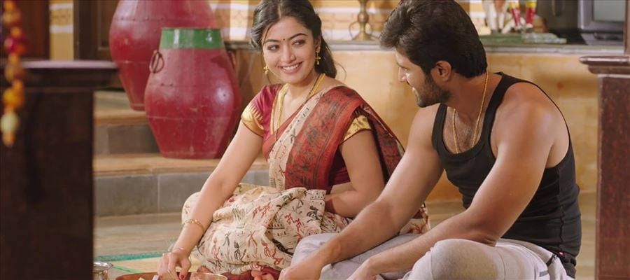 Geetha Govindam, red and gold sari, black tank top, SD Desktop Wallpaper