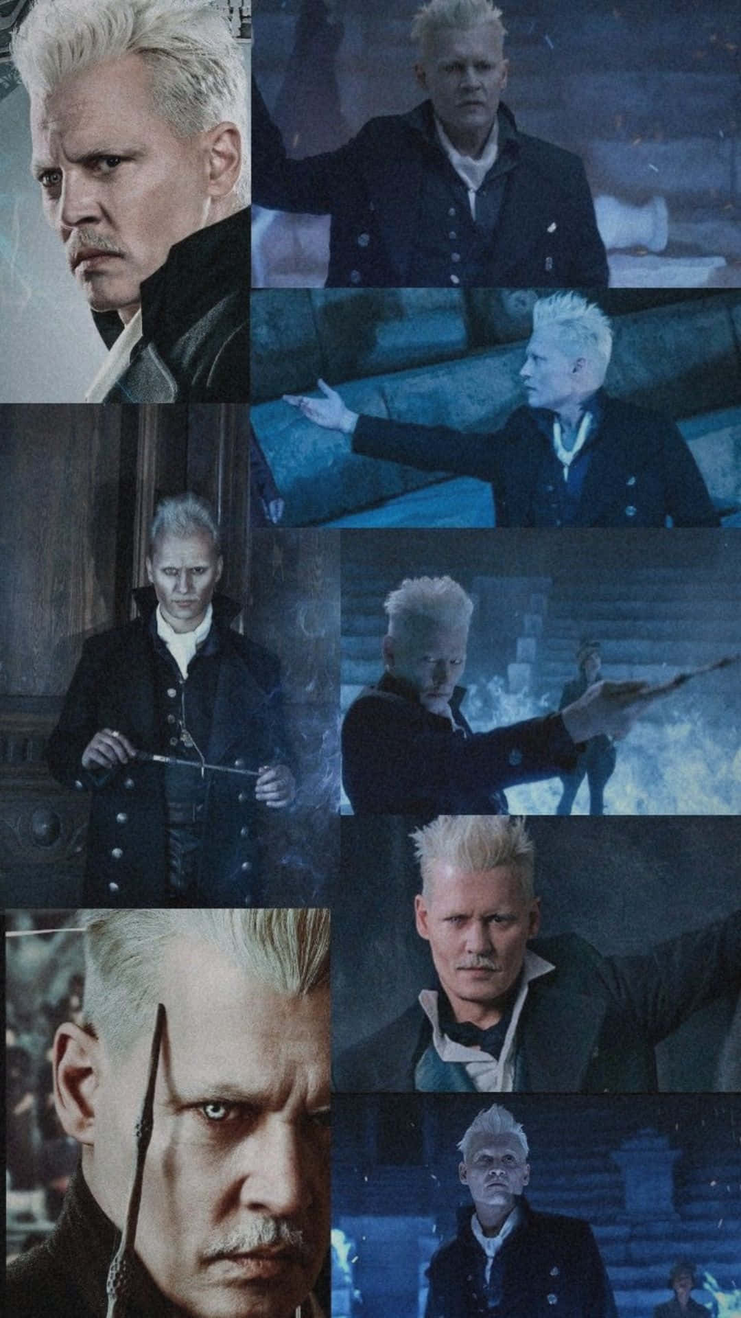 Gellert Grindelwald, white hair, mustache, Full HD Phone Wallpaper