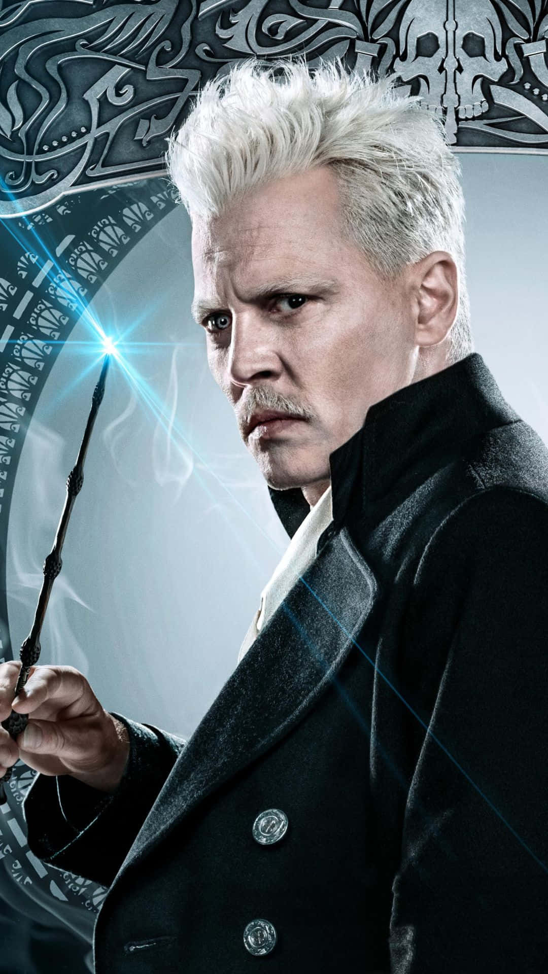 Gellert Grindelwald, white hair, mustache, Full HD Phone Wallpaper