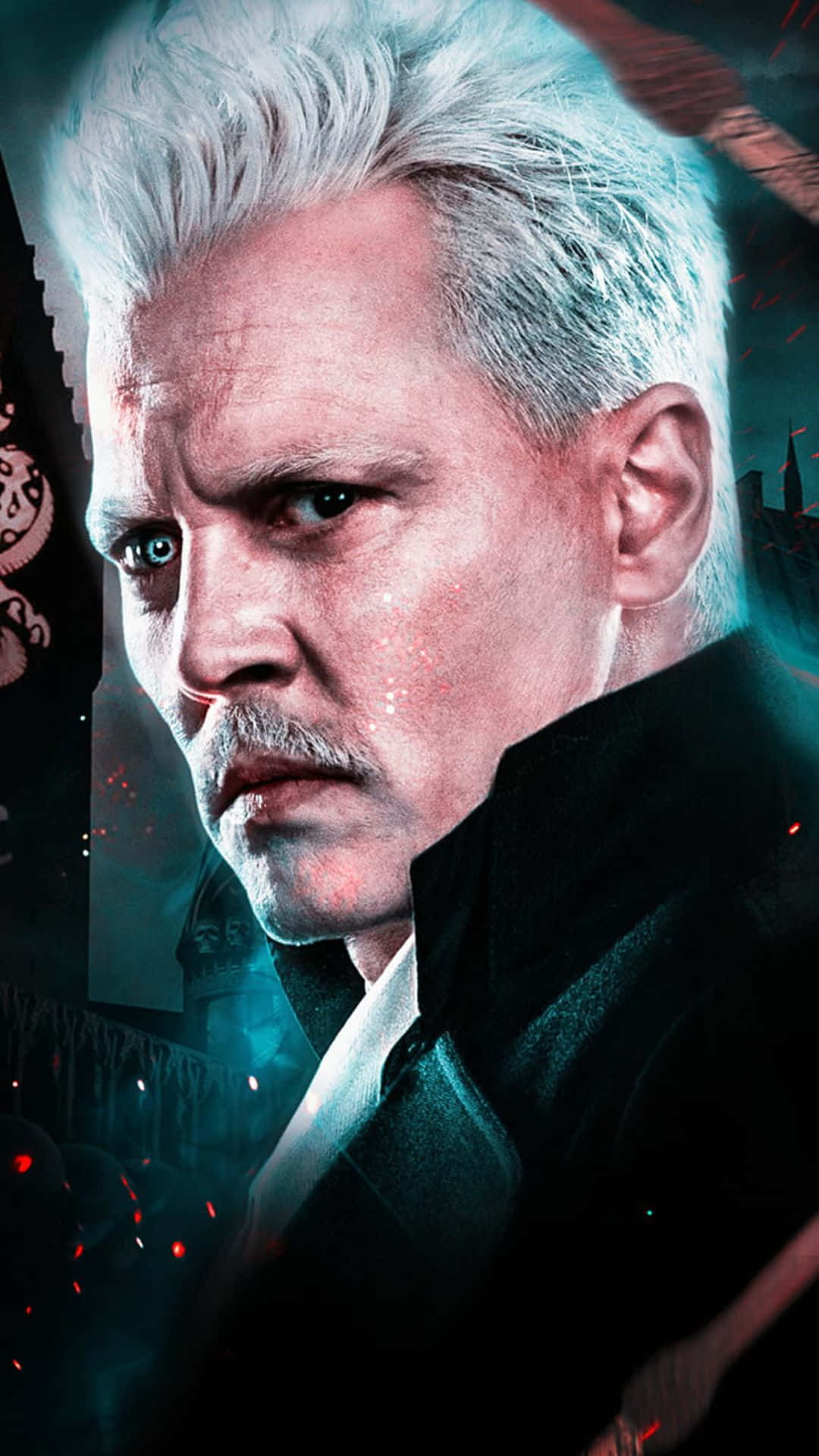 Gellert Grindelwald, white hair, intense blue eyes, Full HD Phone Wallpaper