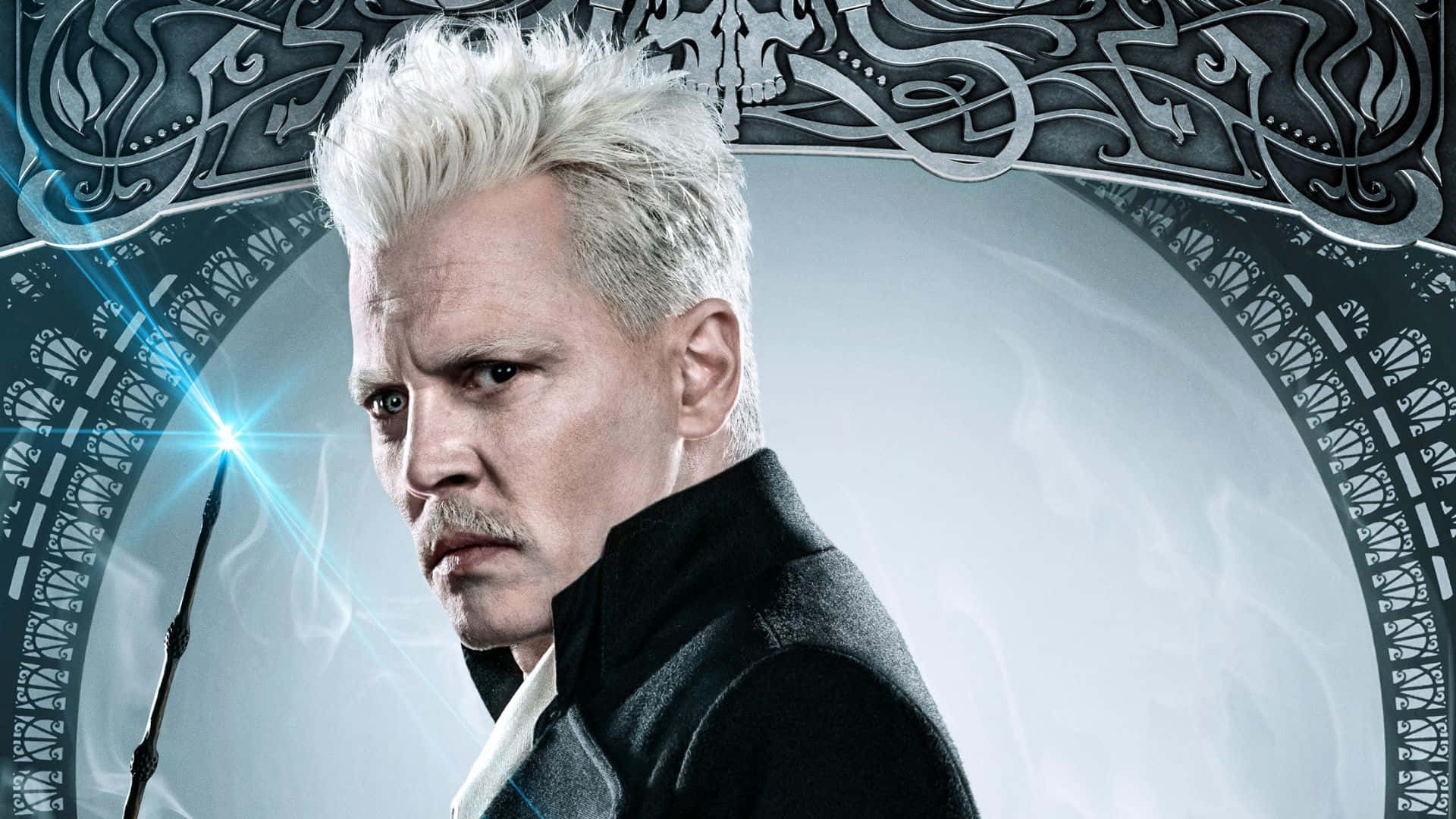Gellert Grindelwald, white hair, mustache, Full HD Desktop Wallpaper