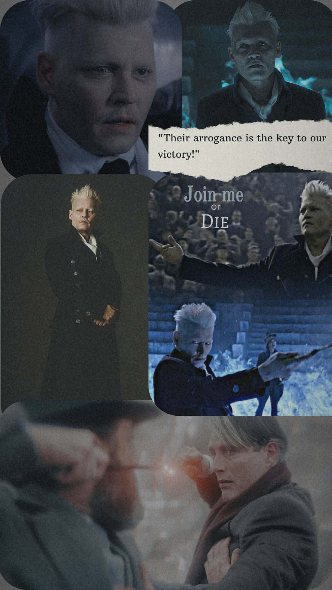 Gellert Grindelwald, white hair, dark formal attire, Full HD Phone Wallpaper