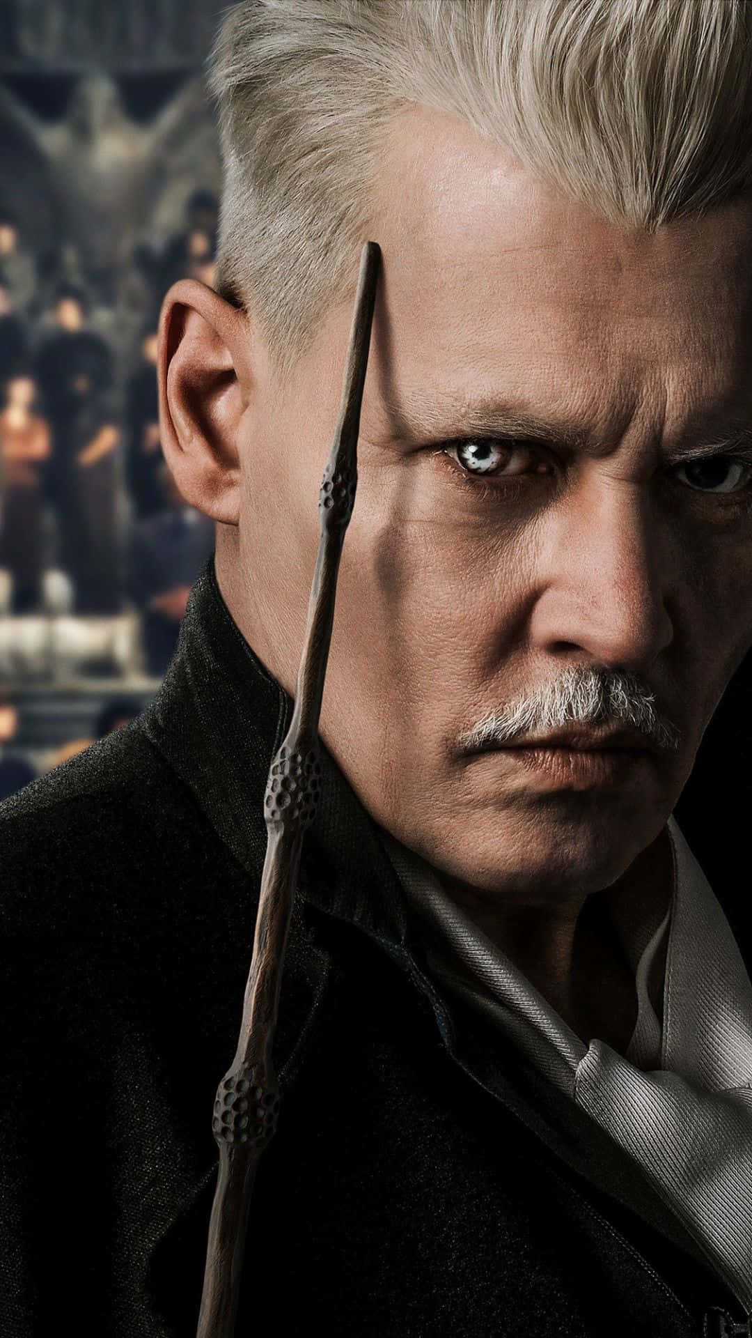 Gellert Grindelwald, white hair, mustache, Full HD Phone Wallpaper