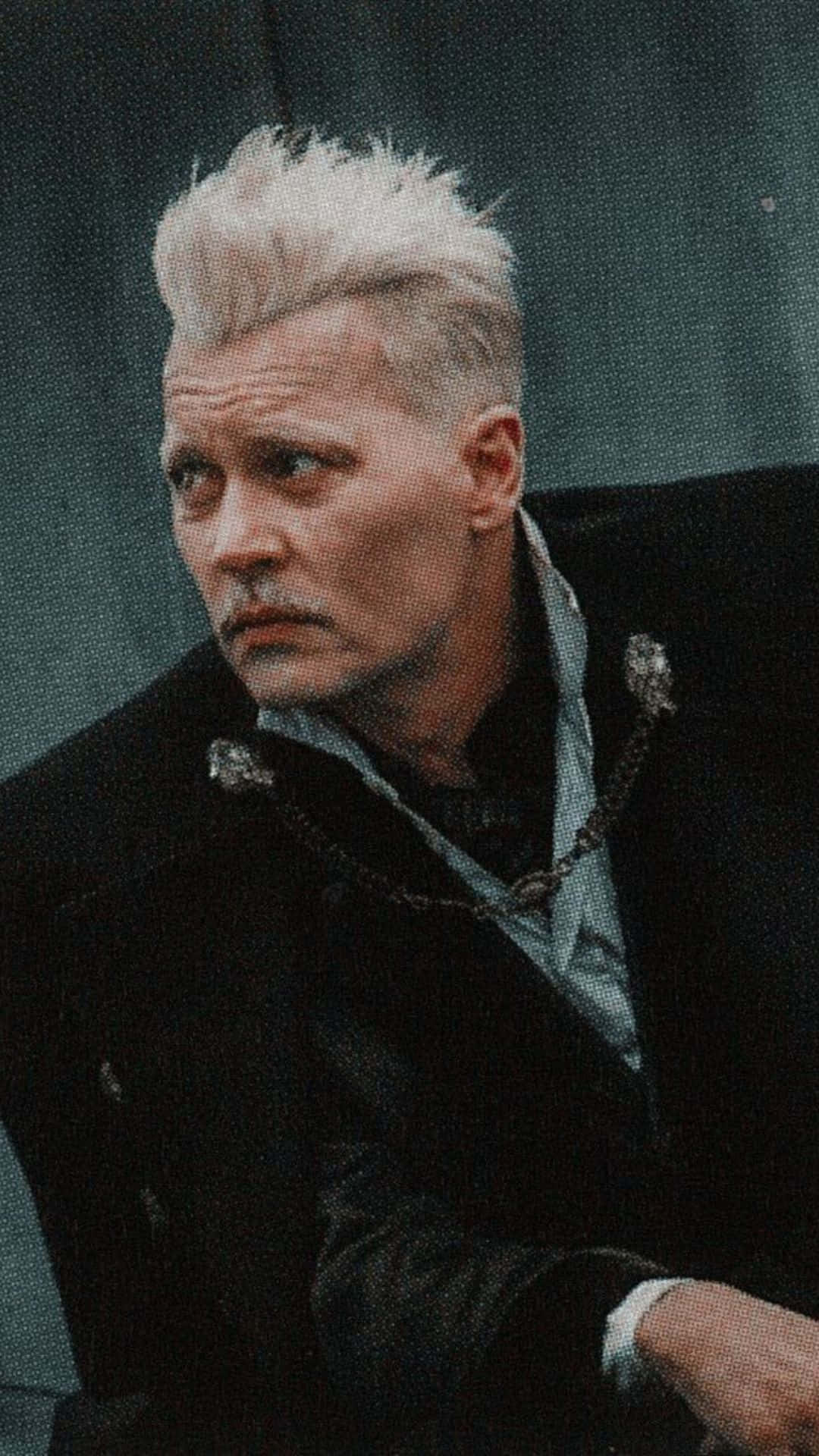 Gellert Grindelwald, platinum blonde hair, mustache, Full HD Phone Wallpaper