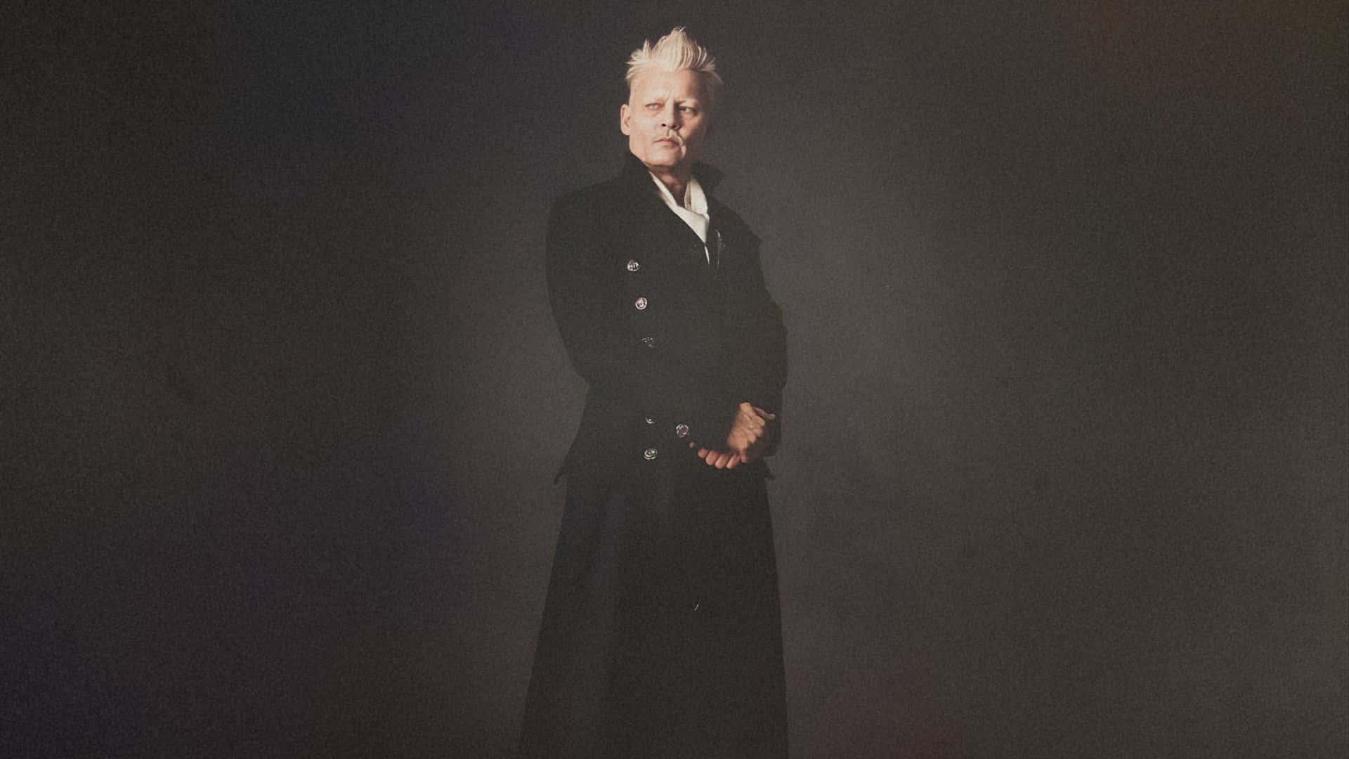Gellert Grindelwald, spiky white hair, long black coat, Full HD Desktop Wallpaper