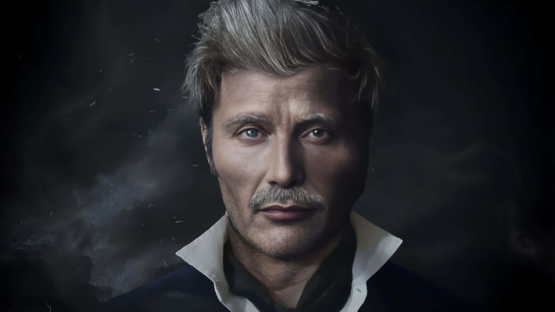 Gellert Grindelwald, gray hair, mustache, Full HD Desktop Wallpaper