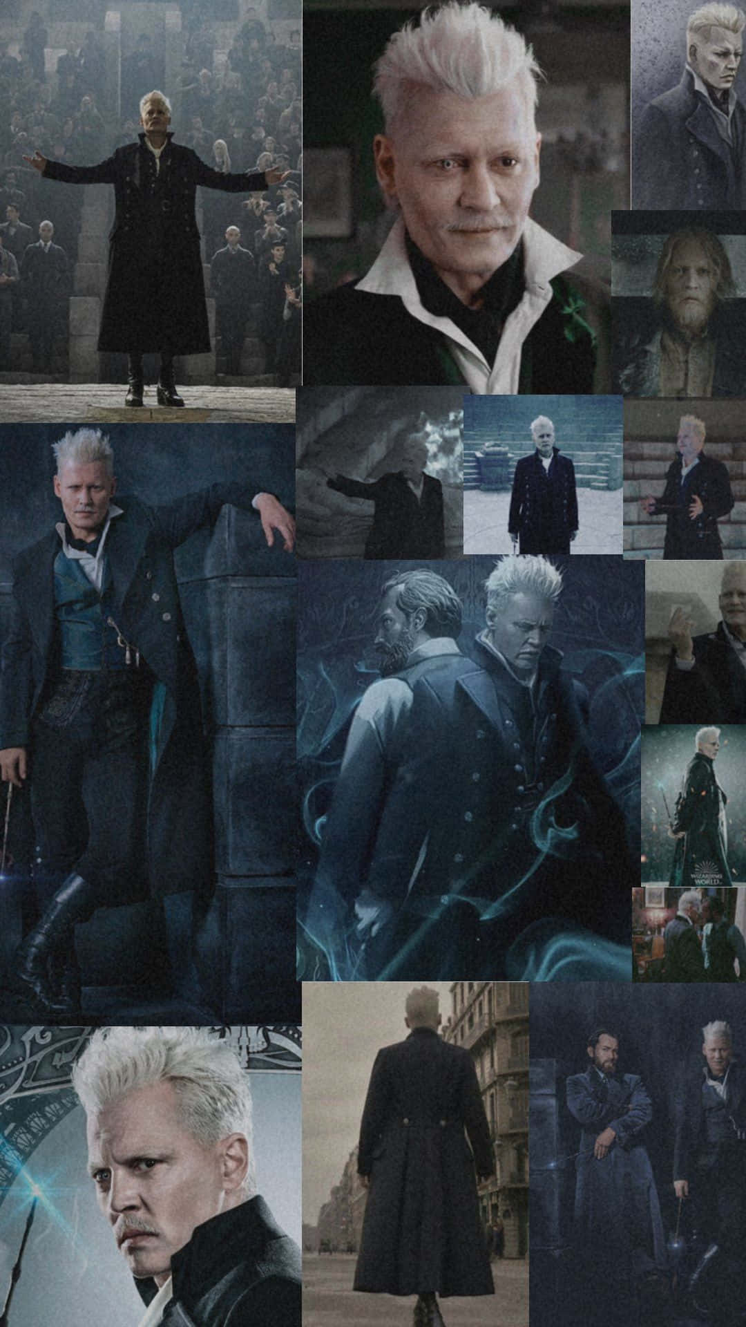 Gellert Grindelwald, white hair, dark coats, Full HD Phone Wallpaper