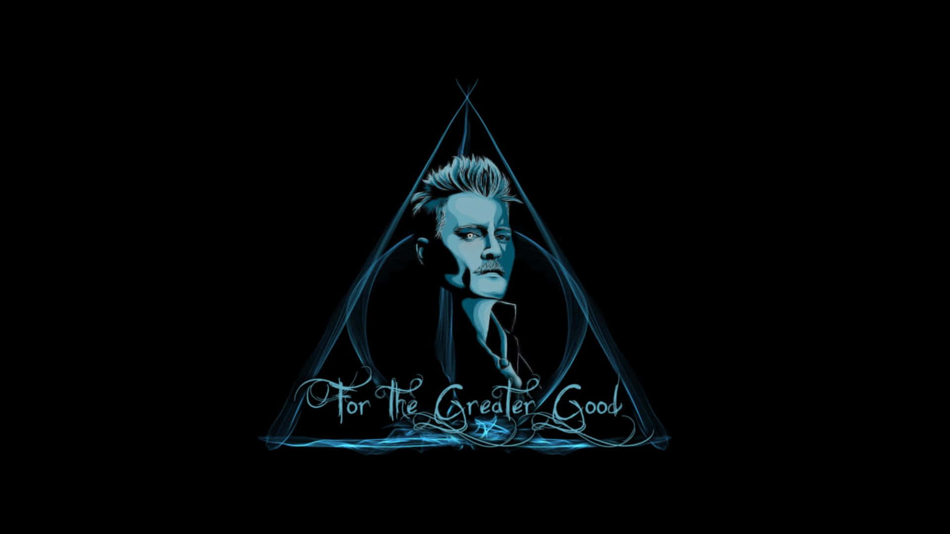 Gellert Grindelwald, dark wizard, glowing blue triangle, Full HD Desktop Wallpaper