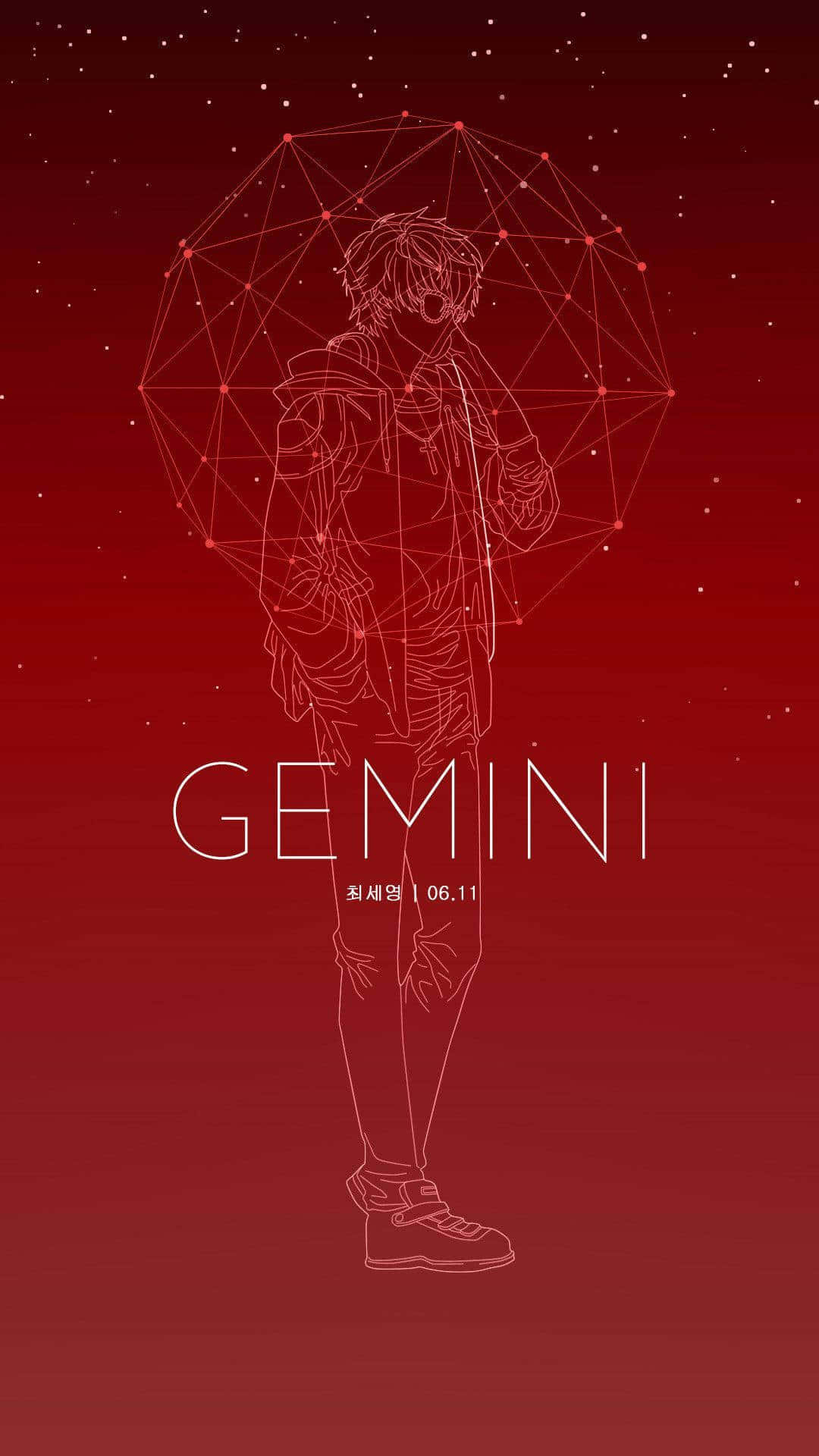 Gemini, zodiac art, red background, Full HD Phone Wallpaper