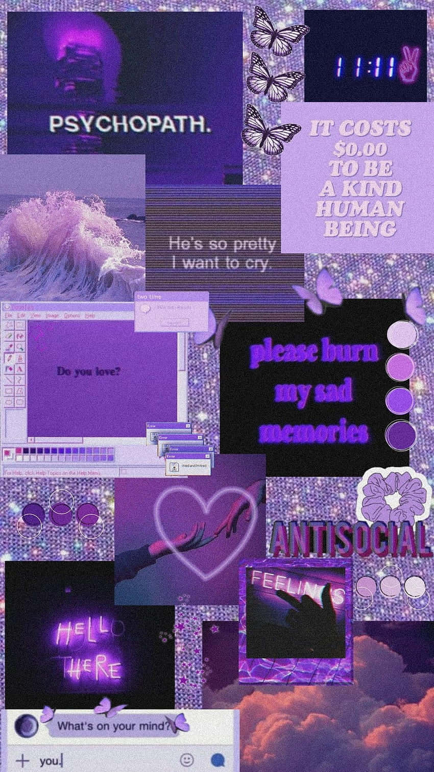 Gemini Aesthetic, purple tones, glitter collage, HD Phone Wallpaper