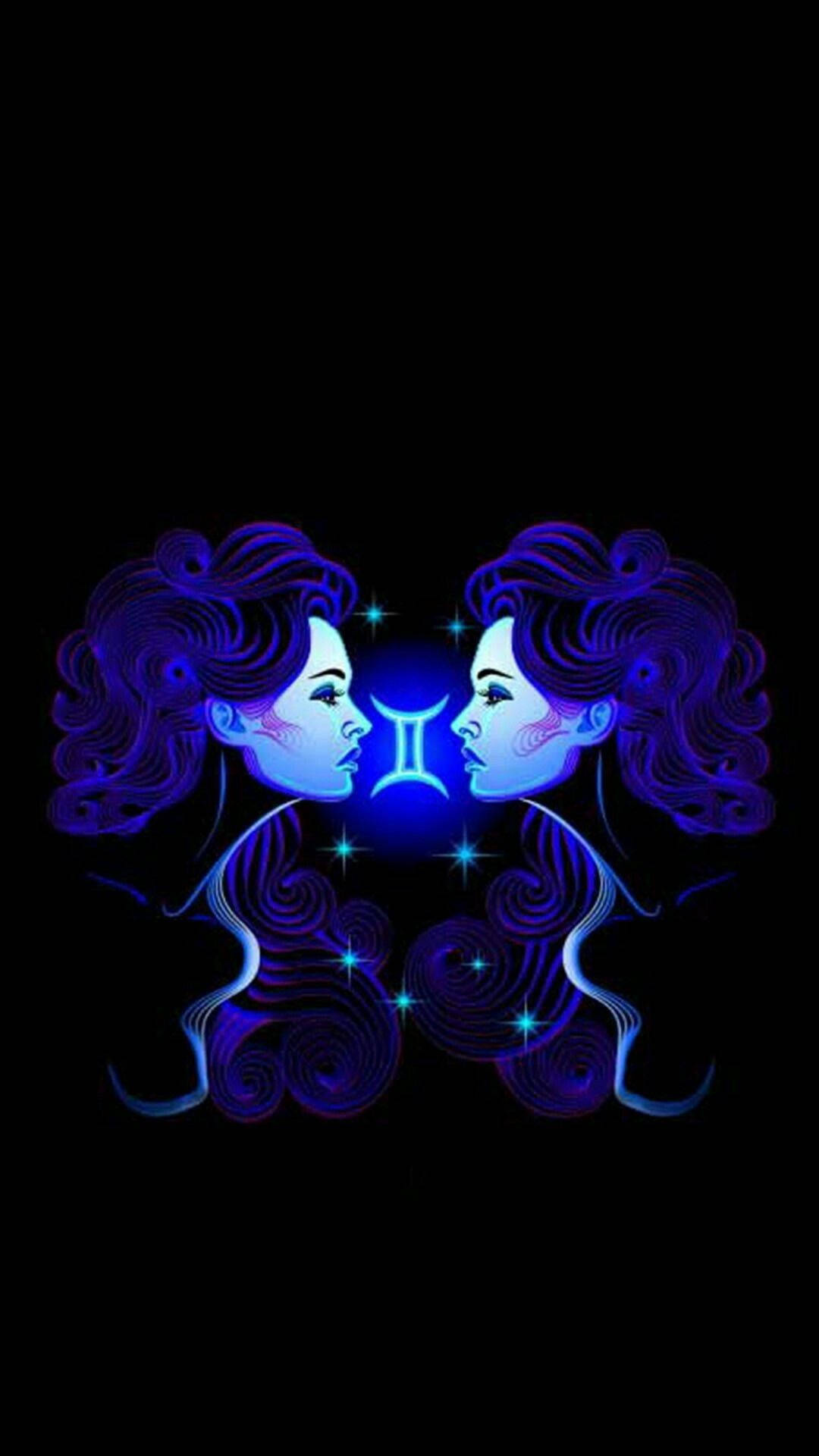 Gemini, blue, twin faces, Full HD Phone Wallpaper