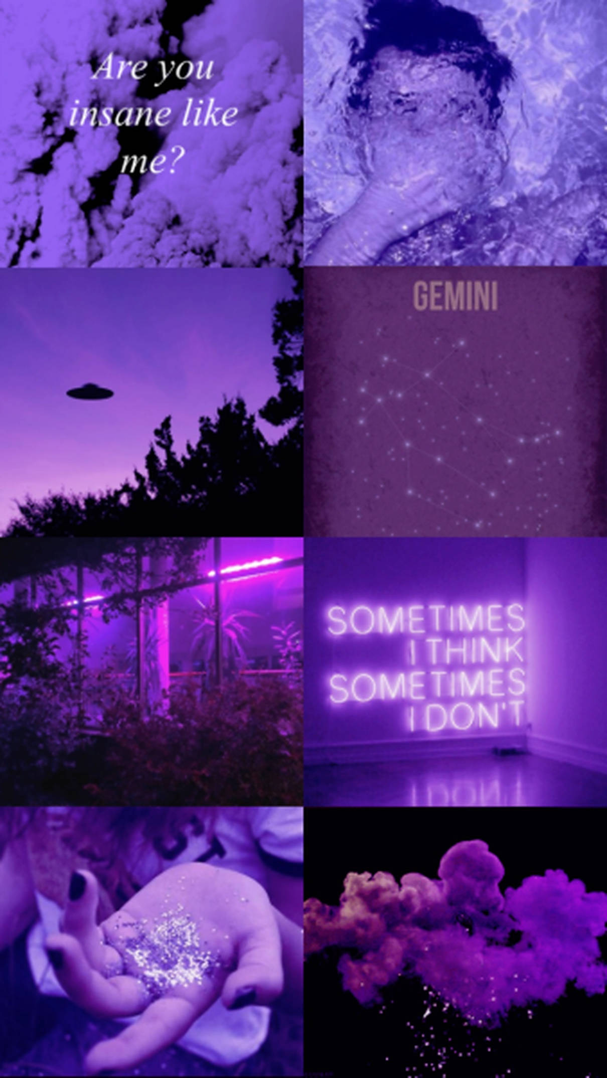 Gemini, zodiac aesthetic, purple collage, Full HD Phone Wallpaper
