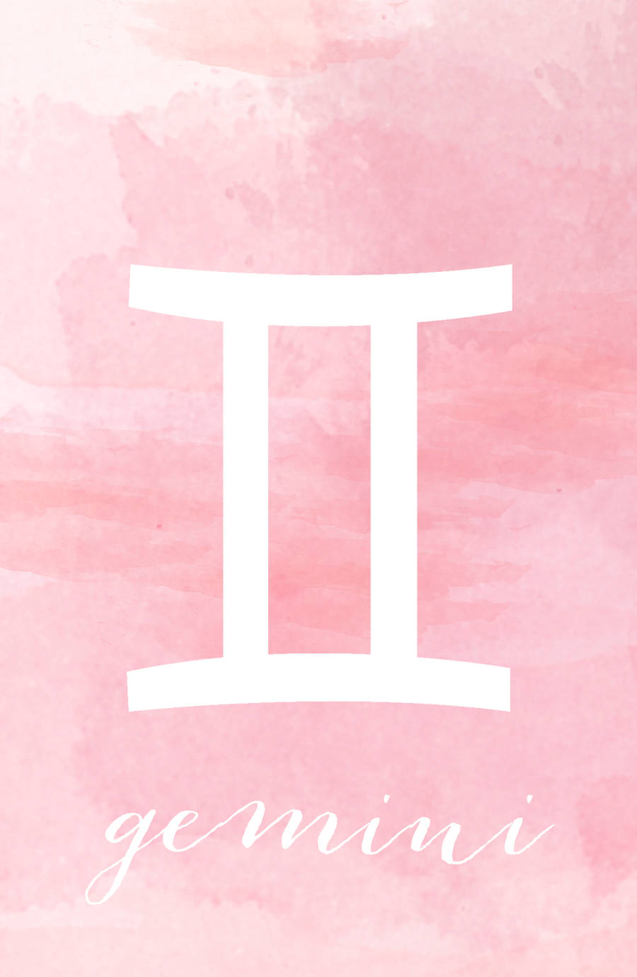 Gemini, pink watercolor, white Gemini zodiac symbol, HD Phone Wallpaper