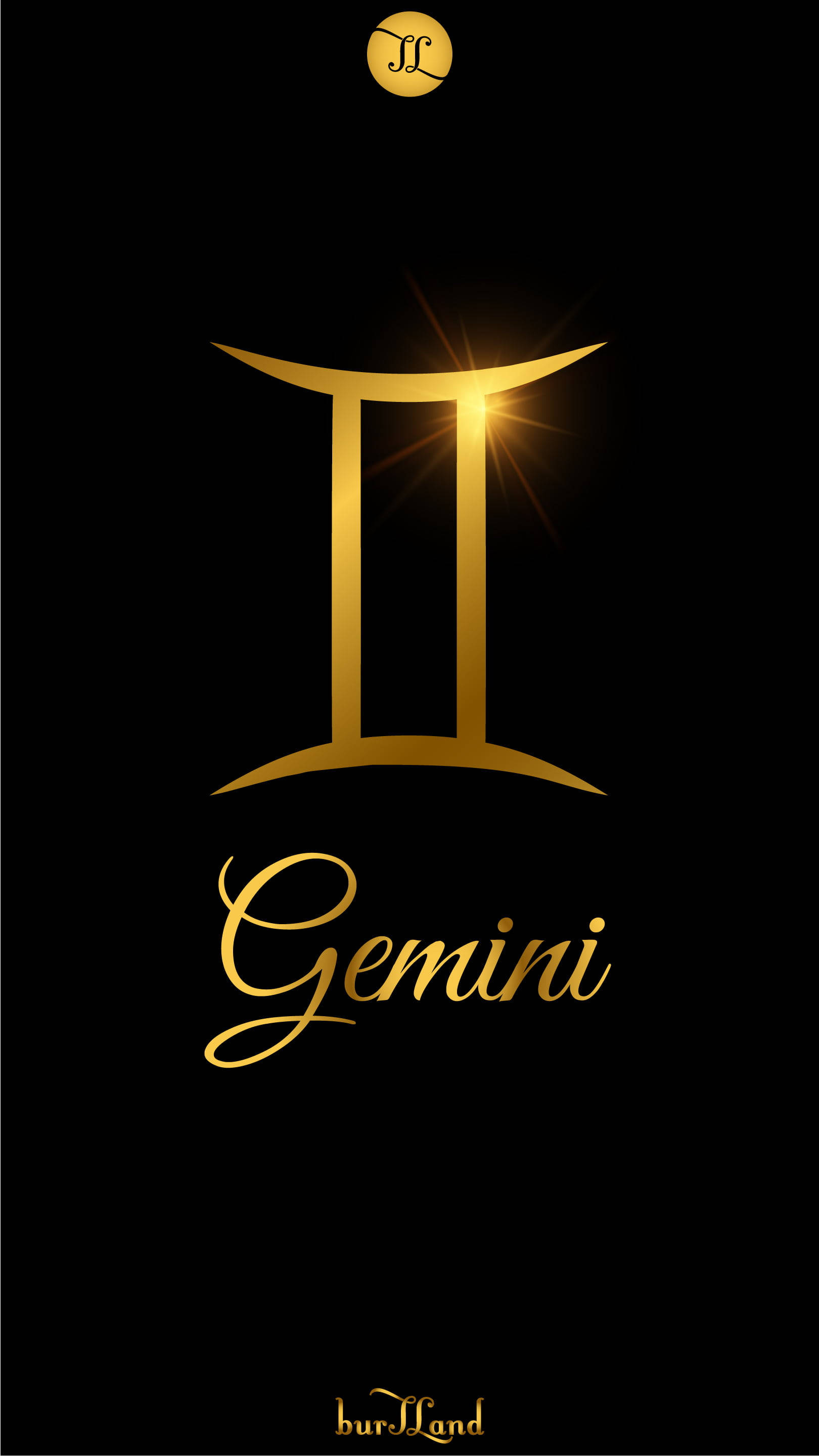 Gemini, golden, zodiac symbol, 2K Phone Wallpaper