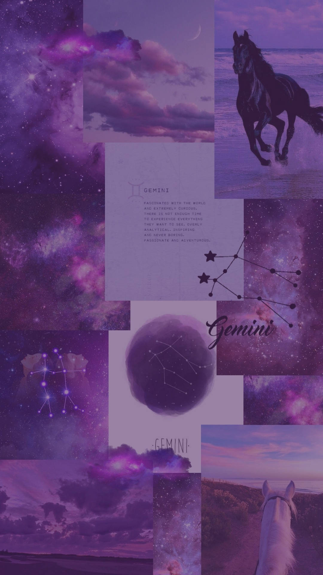 Gemini, Violet, Collage, Full HD Phone Wallpaper