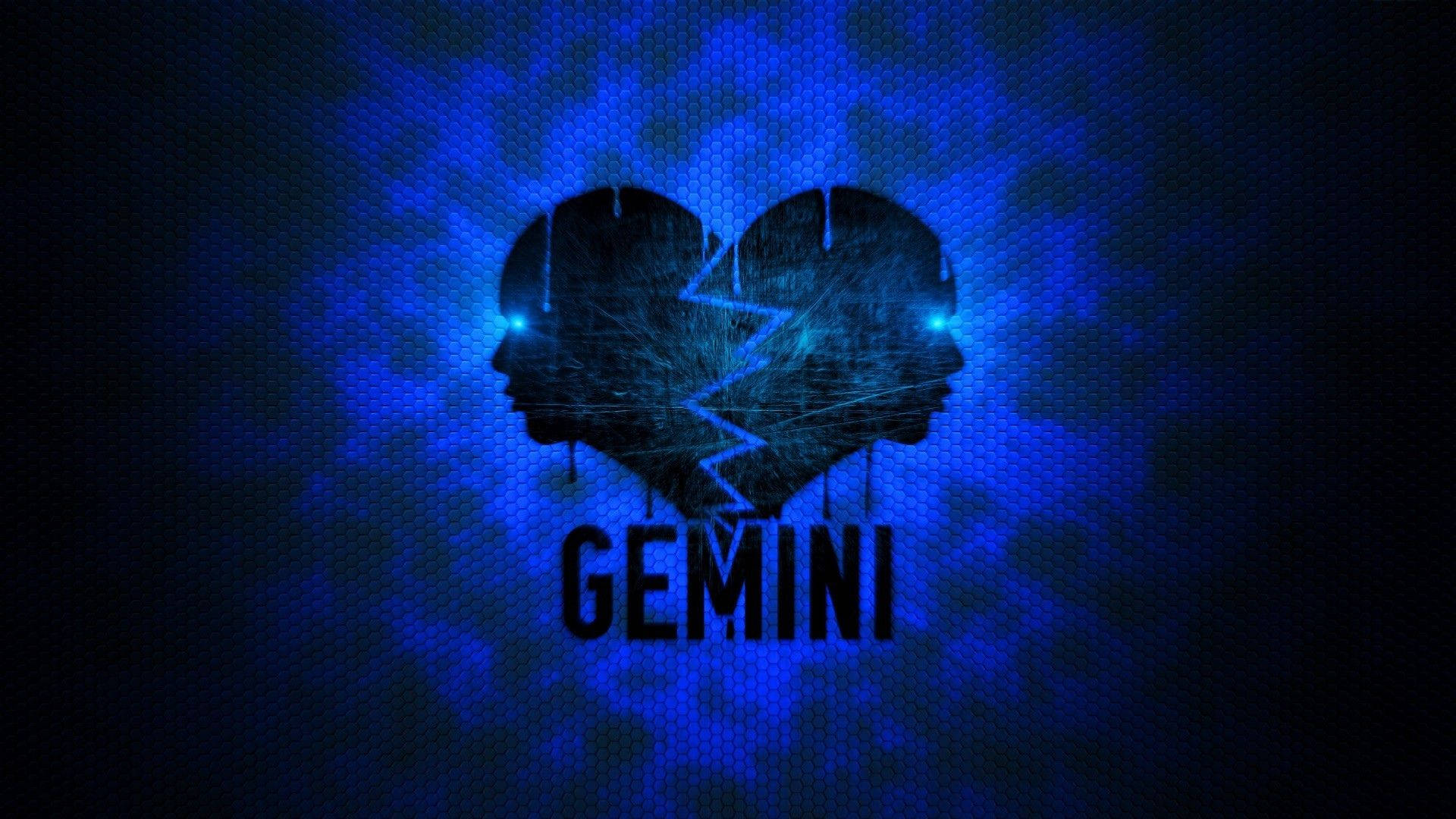 Gemini, shattered heart, electric blue light, Full HD Desktop Wallpaper