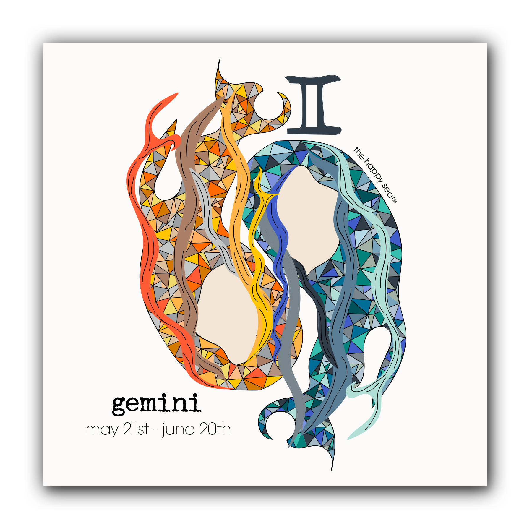 Gemini, zodiac sign, geometric illustration, HD Desktop Wallpaper