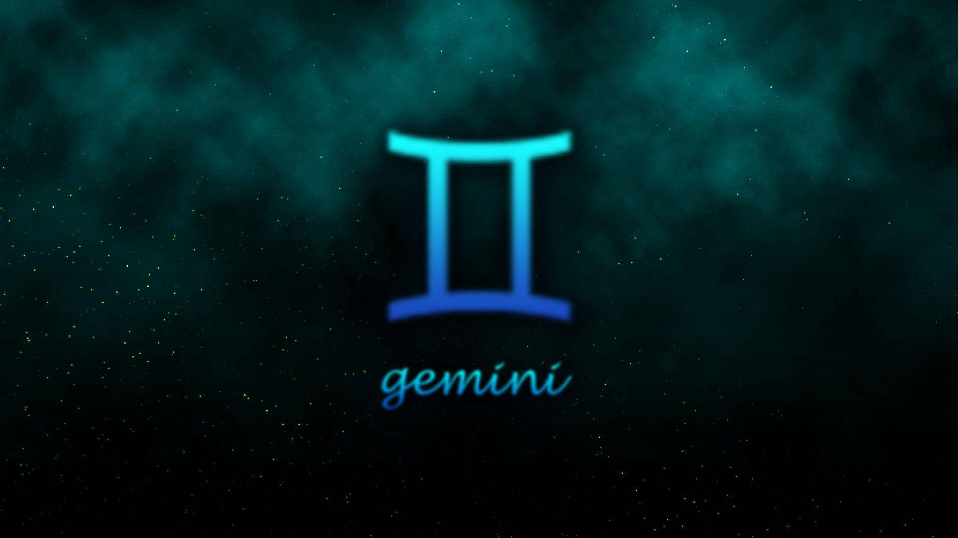 Gemini, zodiac symbol, glowing blue, Full HD Desktop Wallpaper