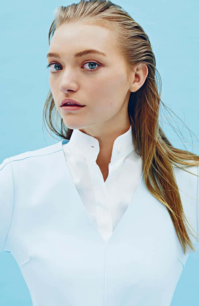 Gemma Ward, wet blonde hair, blue eyes, SD Phone Wallpaper