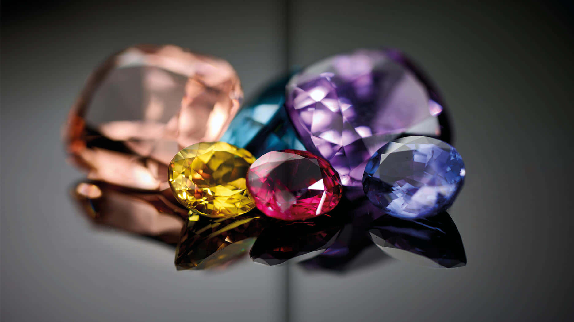 precious gemstones, pink, yellow, HD Desktop Wallpaper
