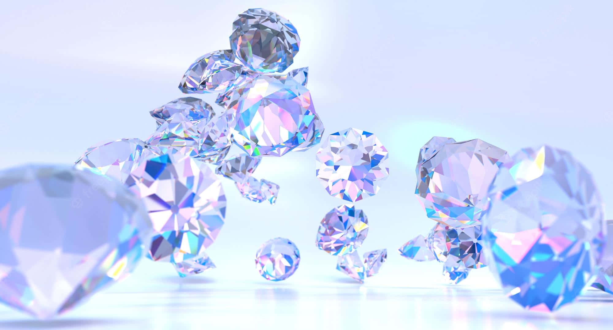 digital diamond gemstone, shimmering blue and purple diamonds, soft gradient sky background, Full HD Desktop Wallpaper