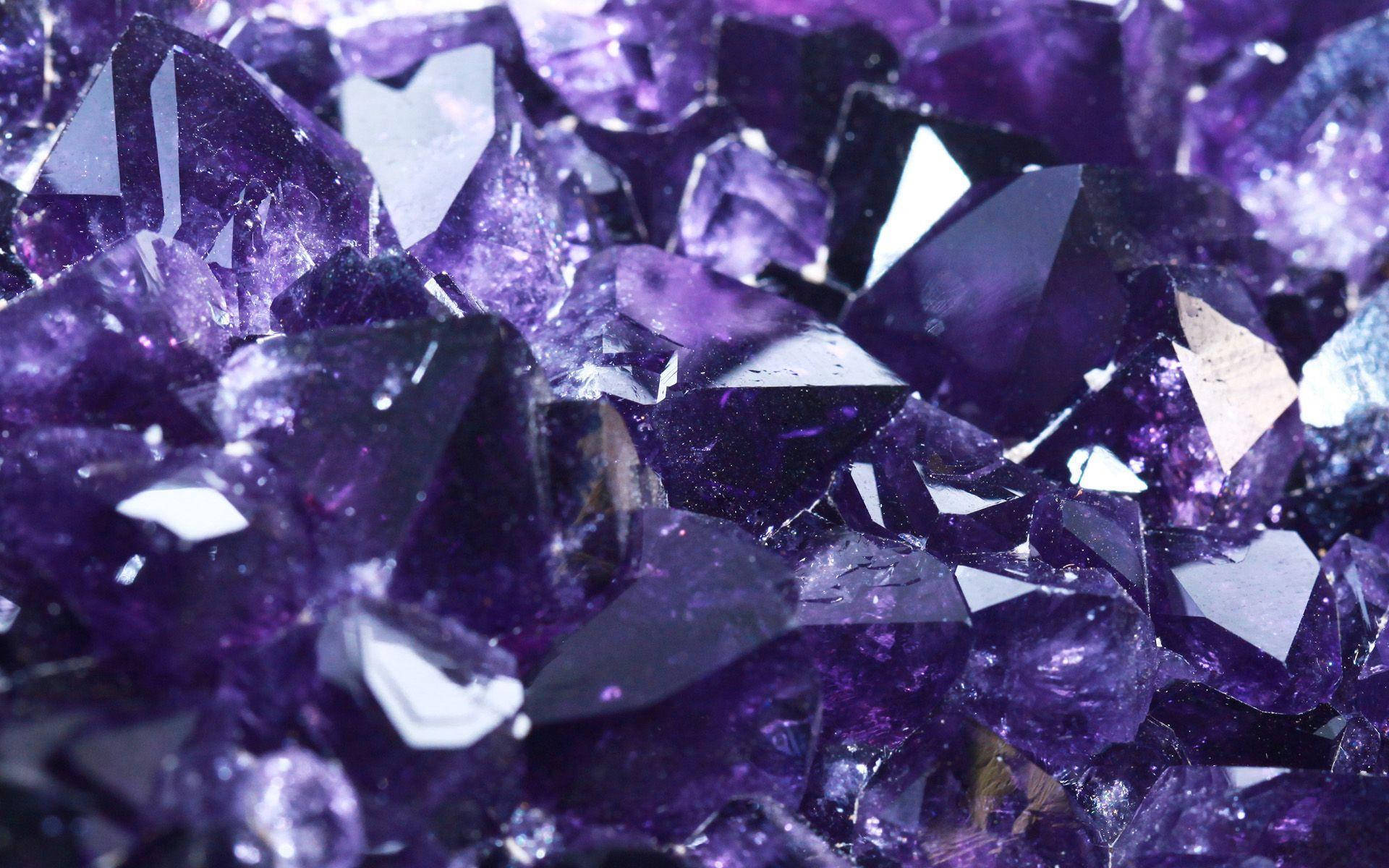 purple amethyst crystals, sparkling, sharp facets, Full HD Desktop Wallpaper