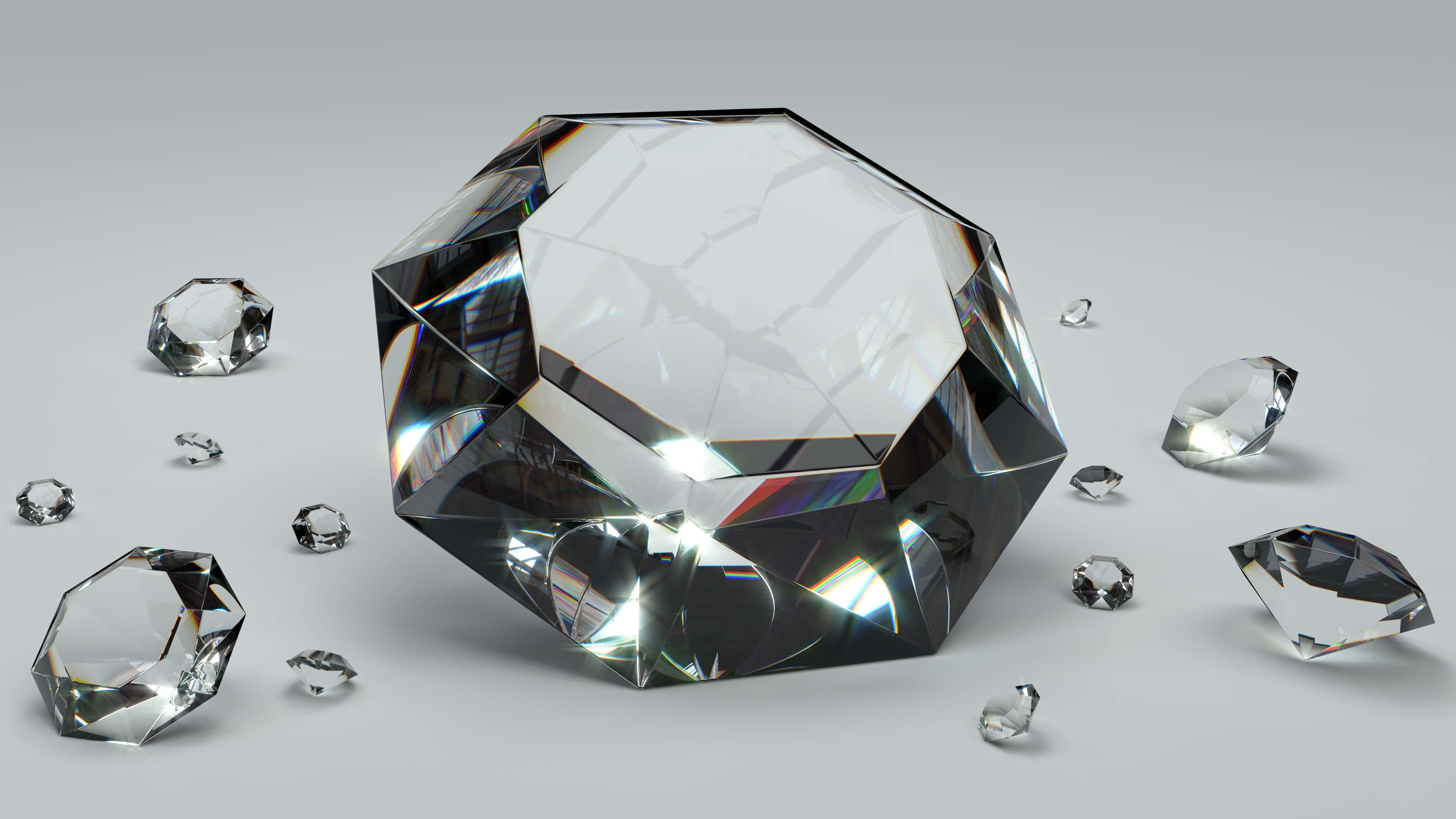 jewel diamond gemstone, faceted diamond, rainbow reflections, 4K Desktop Wallpaper