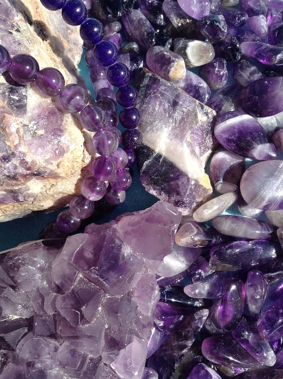 amethyst beads, purple crystal clusters, polished amethyst, SD Phone Wallpaper