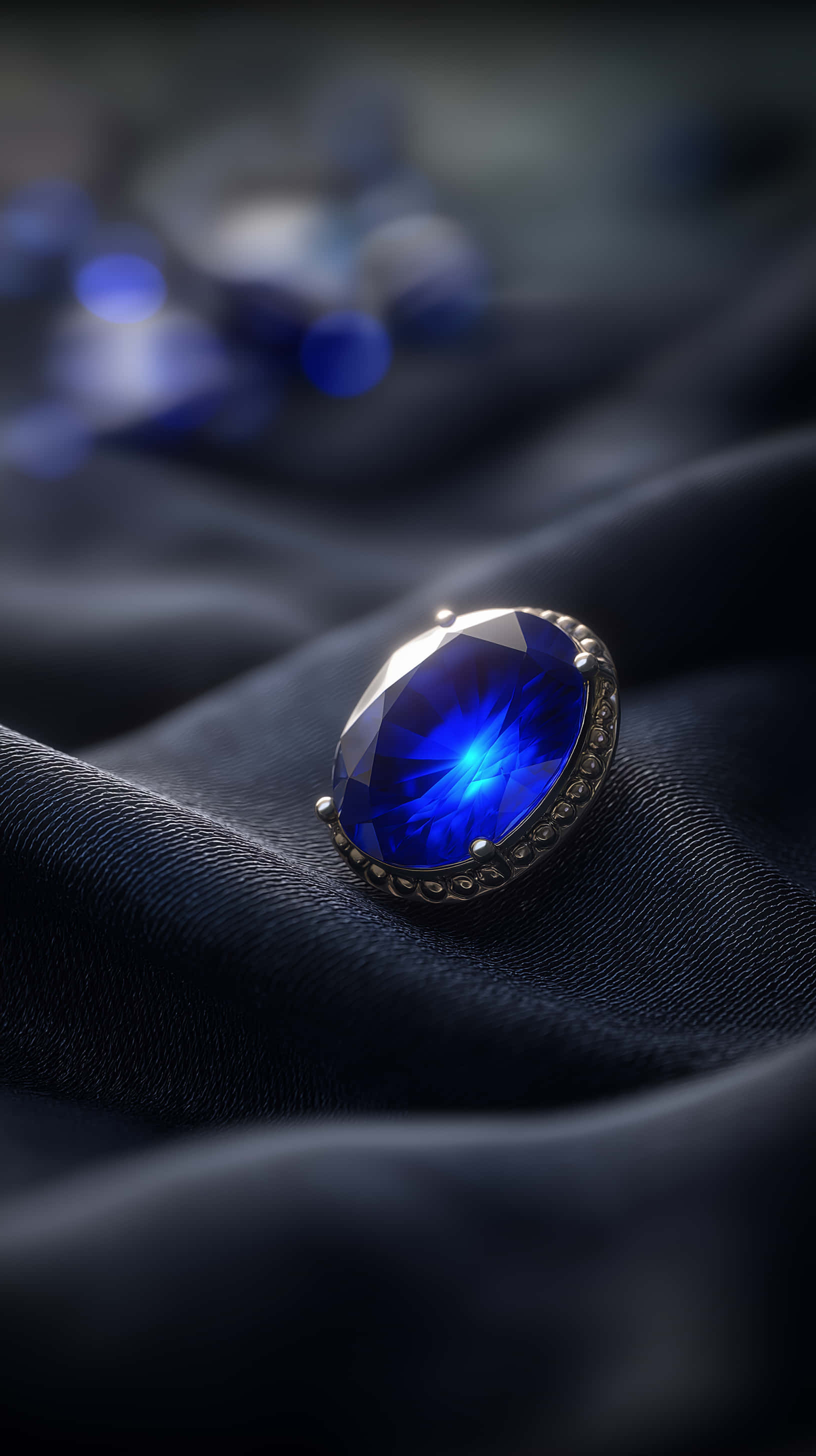 deep blue gem, gemstone ring, luxurious dark fabric, 2K Phone Wallpaper