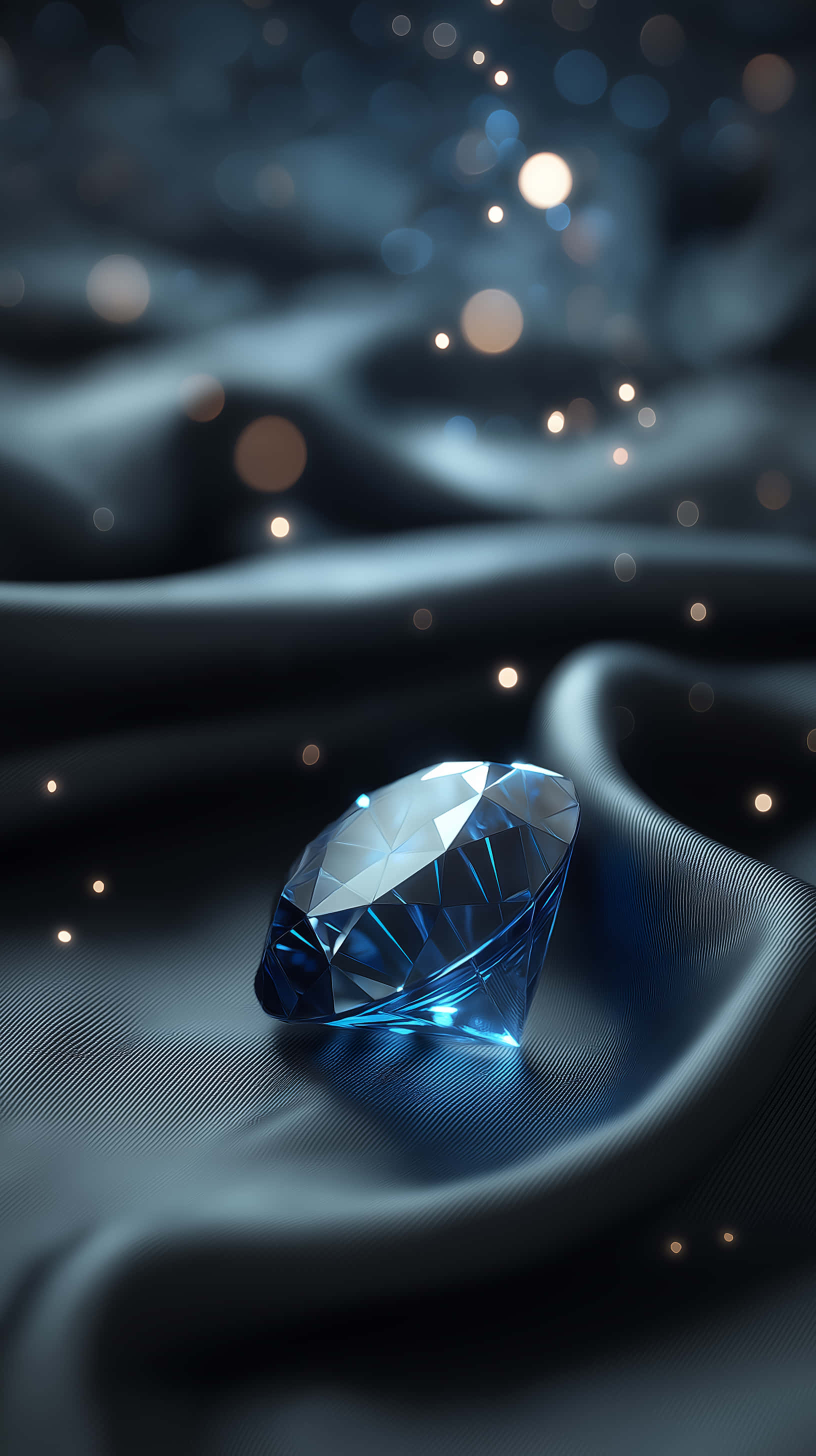 deep blue gem, blue diamond, dark satin surface, 2K Phone Wallpaper