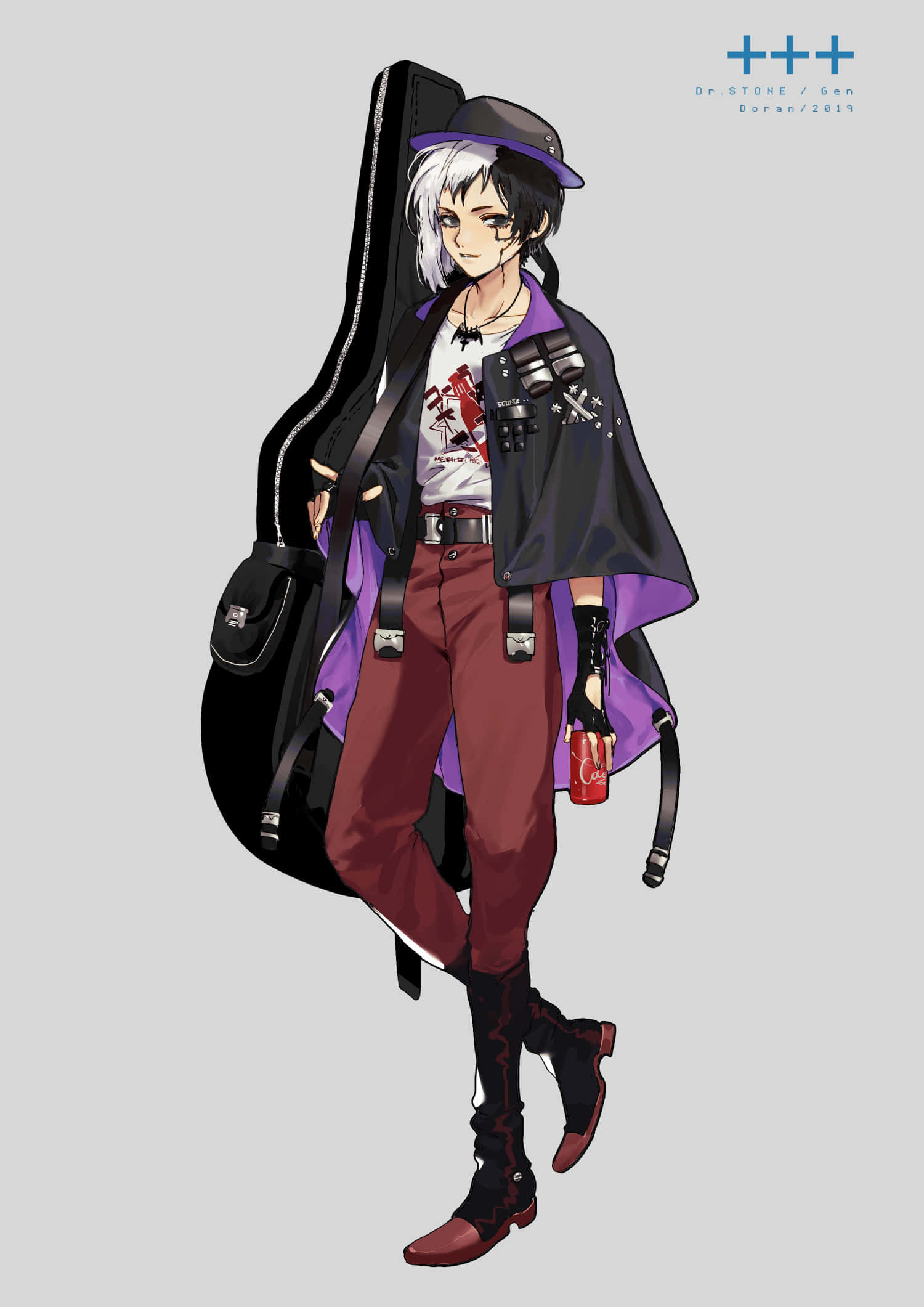 Gen Asagiri, white hair, purple hat, Full HD Phone Wallpaper
