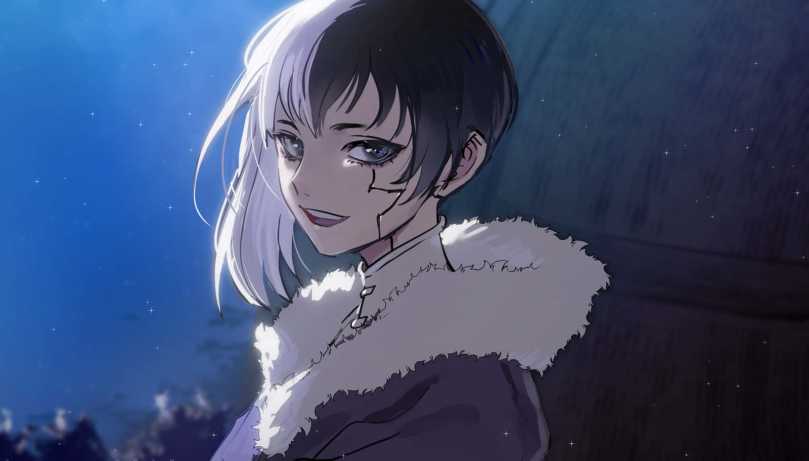 Gen Asagiri, silver hair, fur collar, HD Desktop Wallpaper