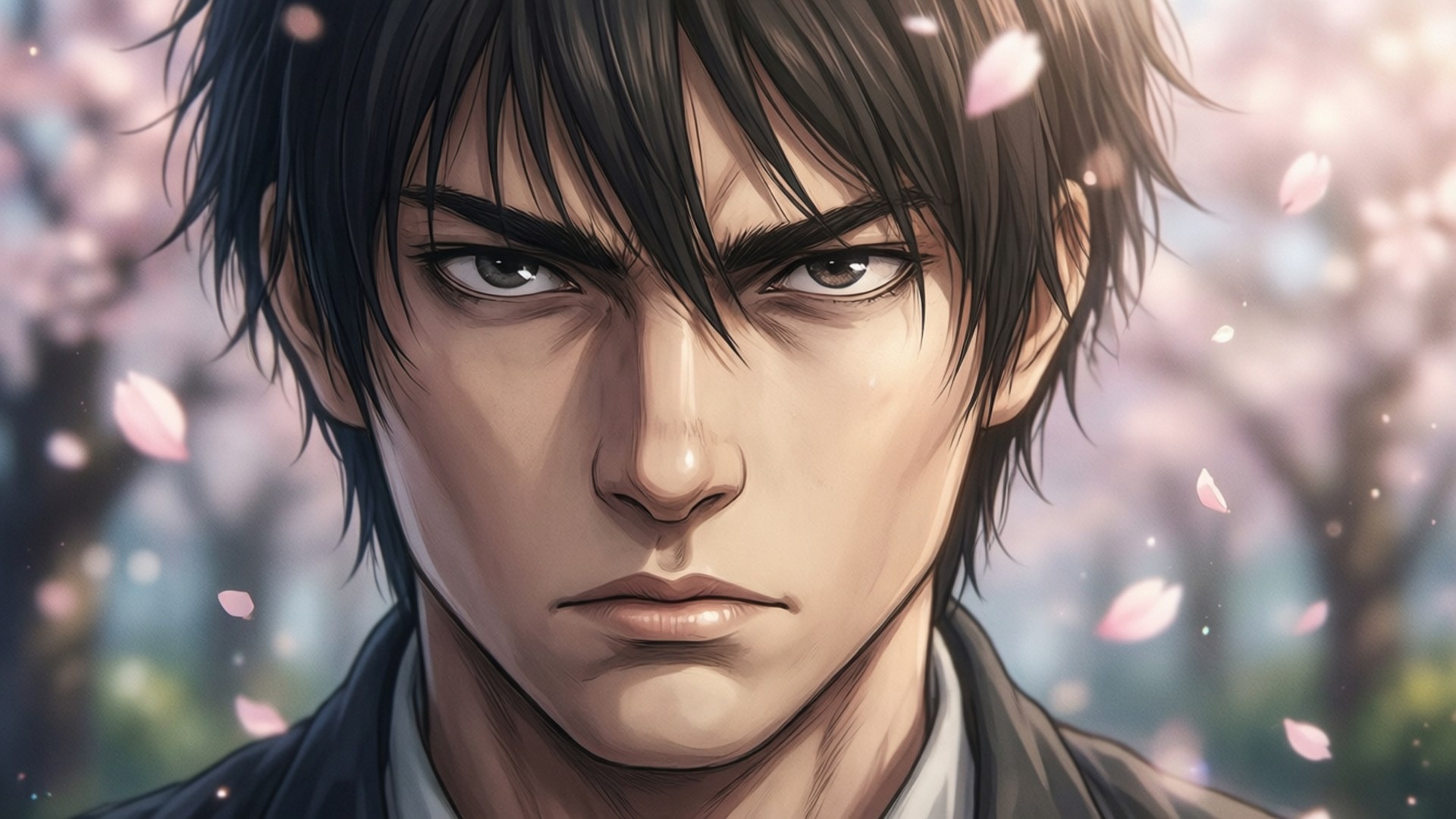 Gen Asagiri, cherry blossoms, Serene close-up, Full HD Desktop Wallpaper