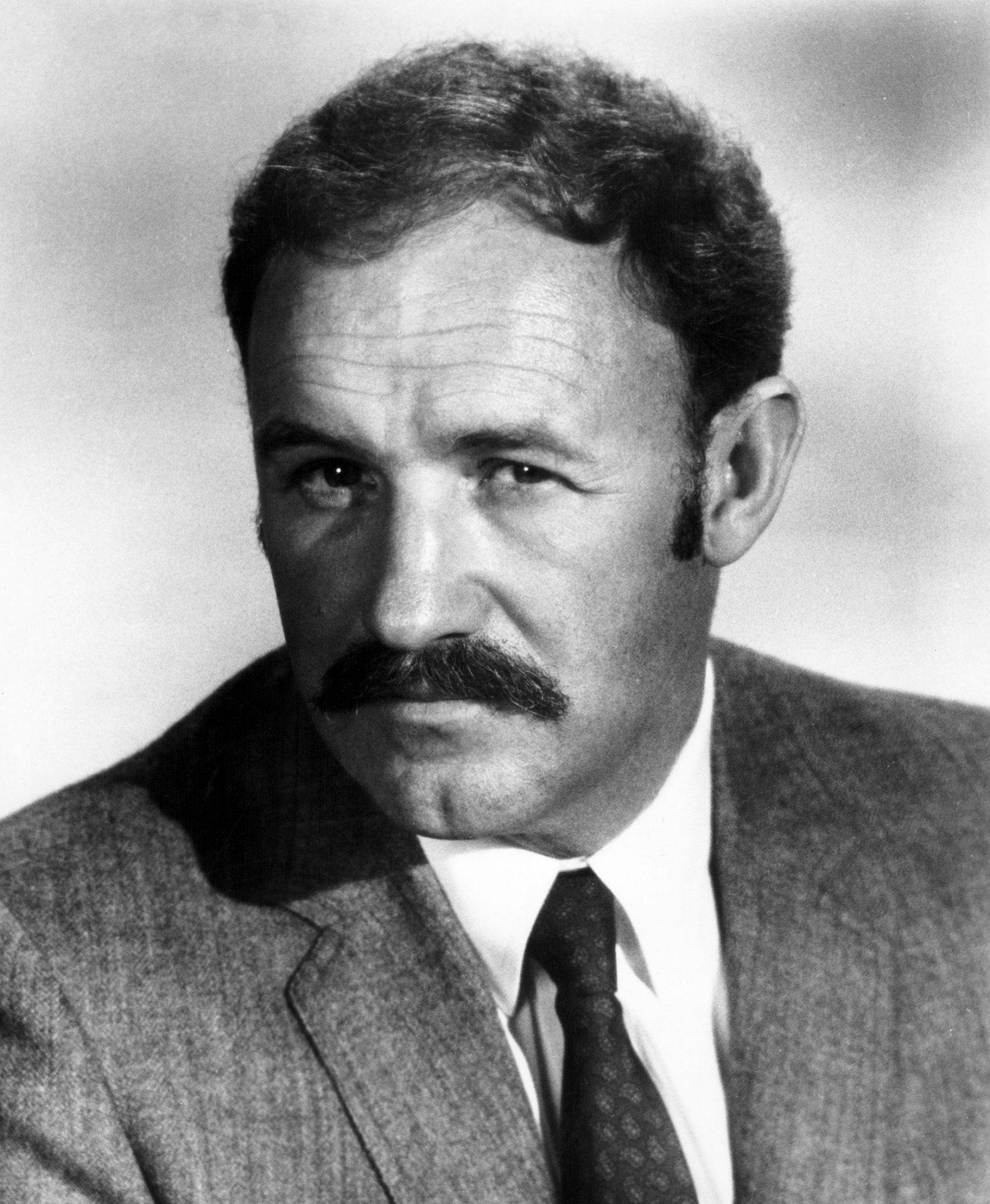 Gene Hackman, black and white, thick mustache, Full HD Phone Wallpaper