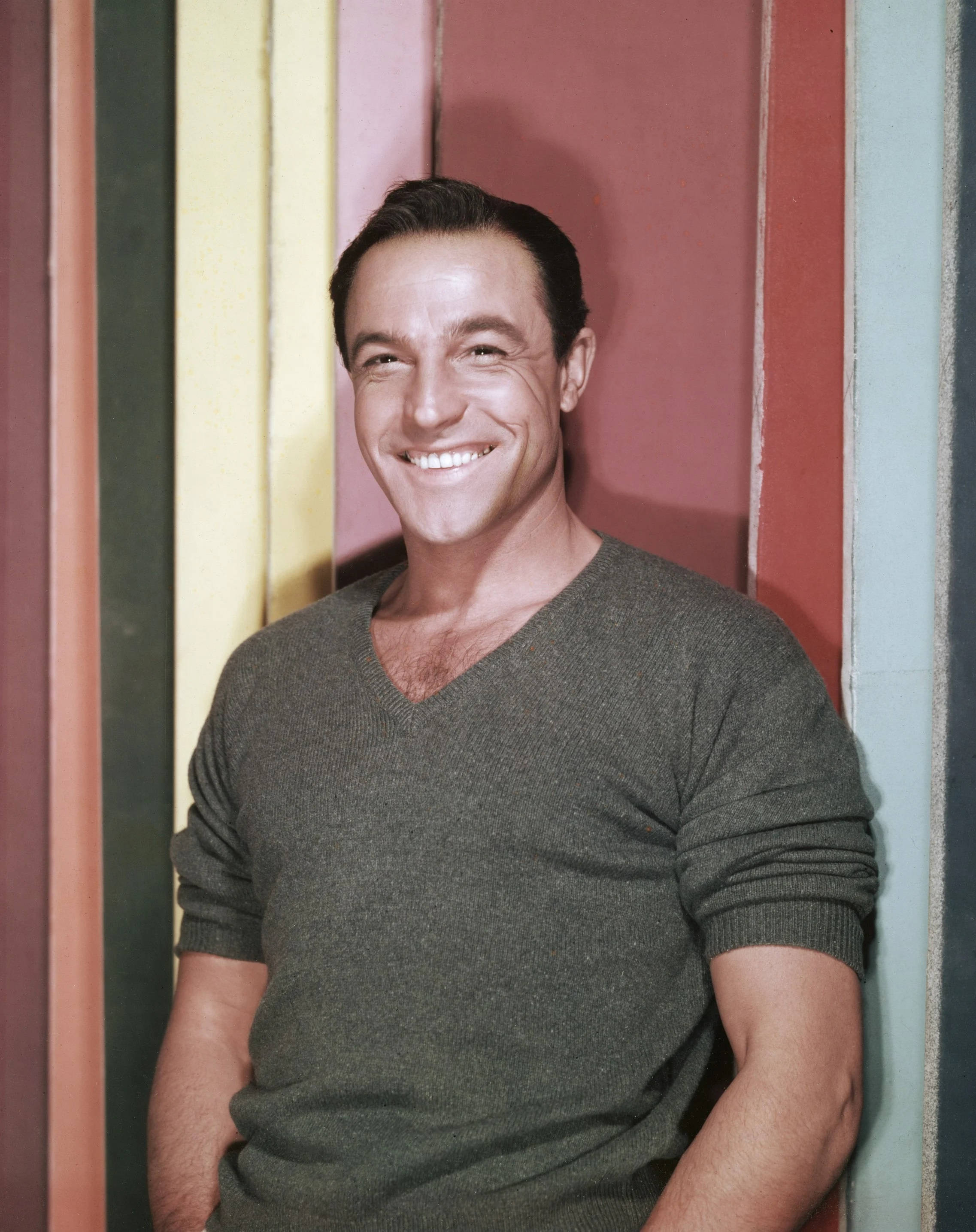 Gene Kelly, brown rolled sleeve, green sweater, 2K Phone Wallpaper