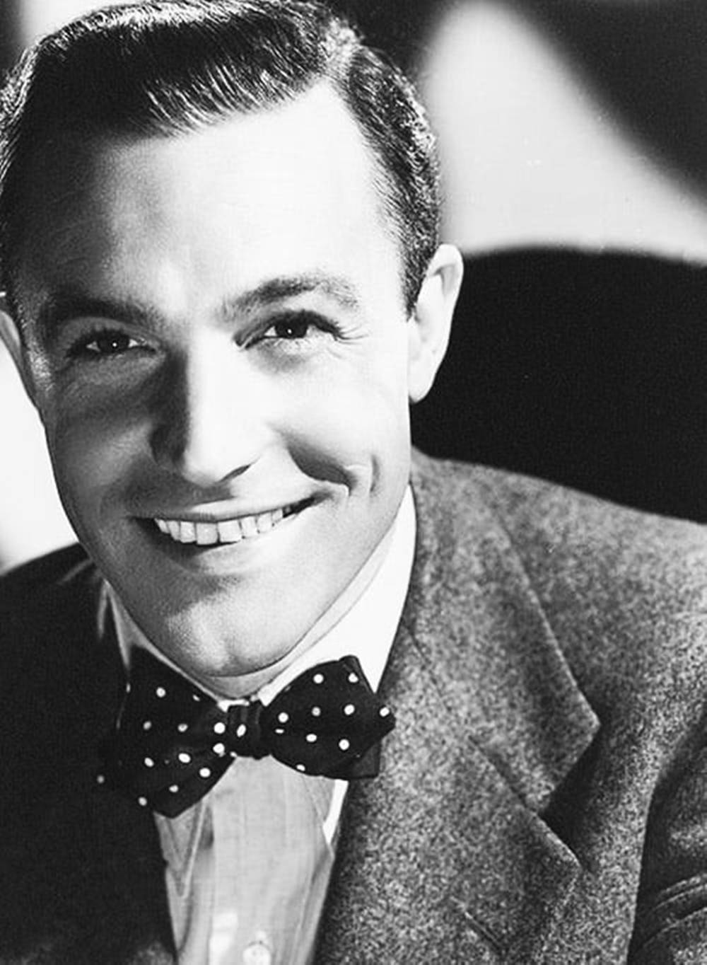 Gene Kelly, polka dot bow tie, black and white portrait, HD Phone Wallpaper