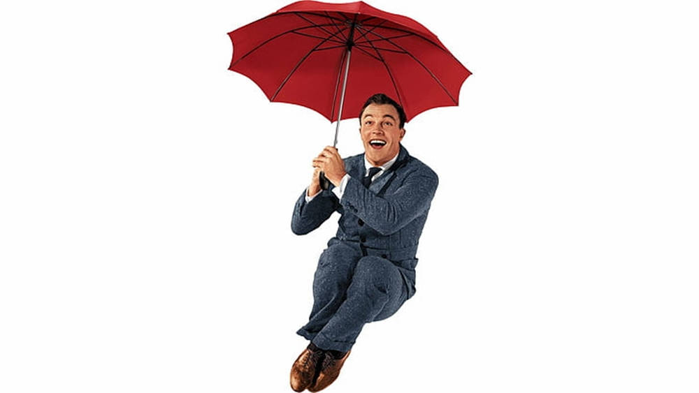Gene Kelly, red umbrella, suit, SD Desktop Wallpaper