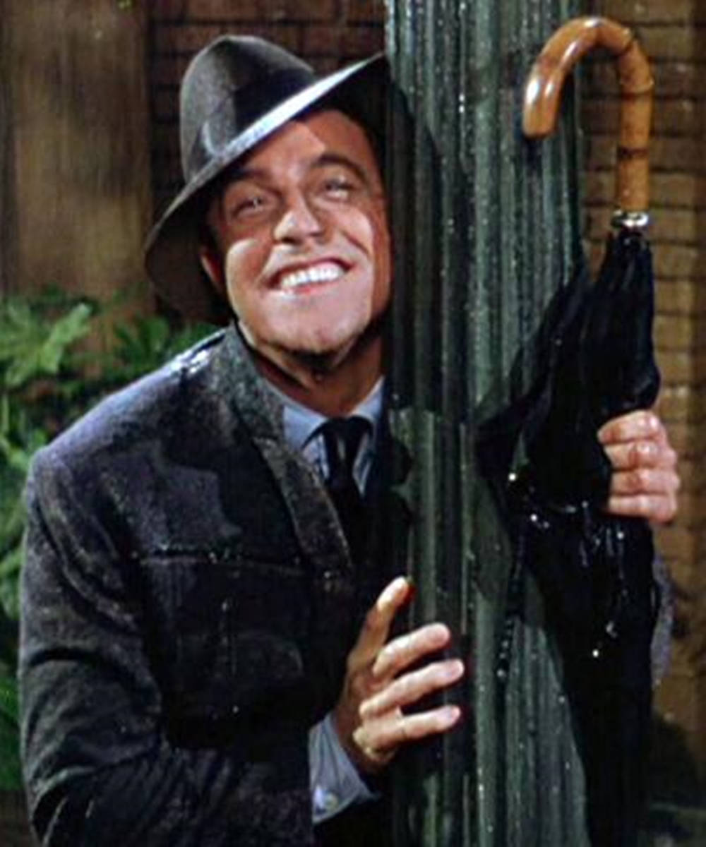 Gene Kelly, fedora, raincoat, SD Phone Wallpaper