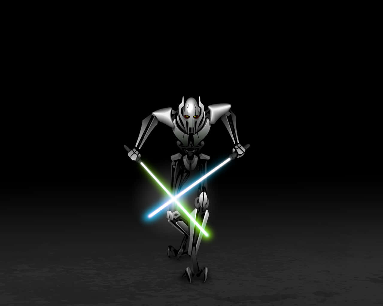 General Grievous, silver battle droid, crossed blue and green lightsabers, HD Desktop Wallpaper