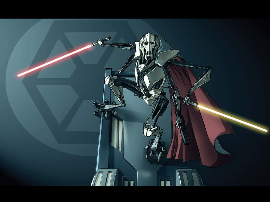 General Grievous, red cape, silver battle droid, SD Desktop Wallpaper