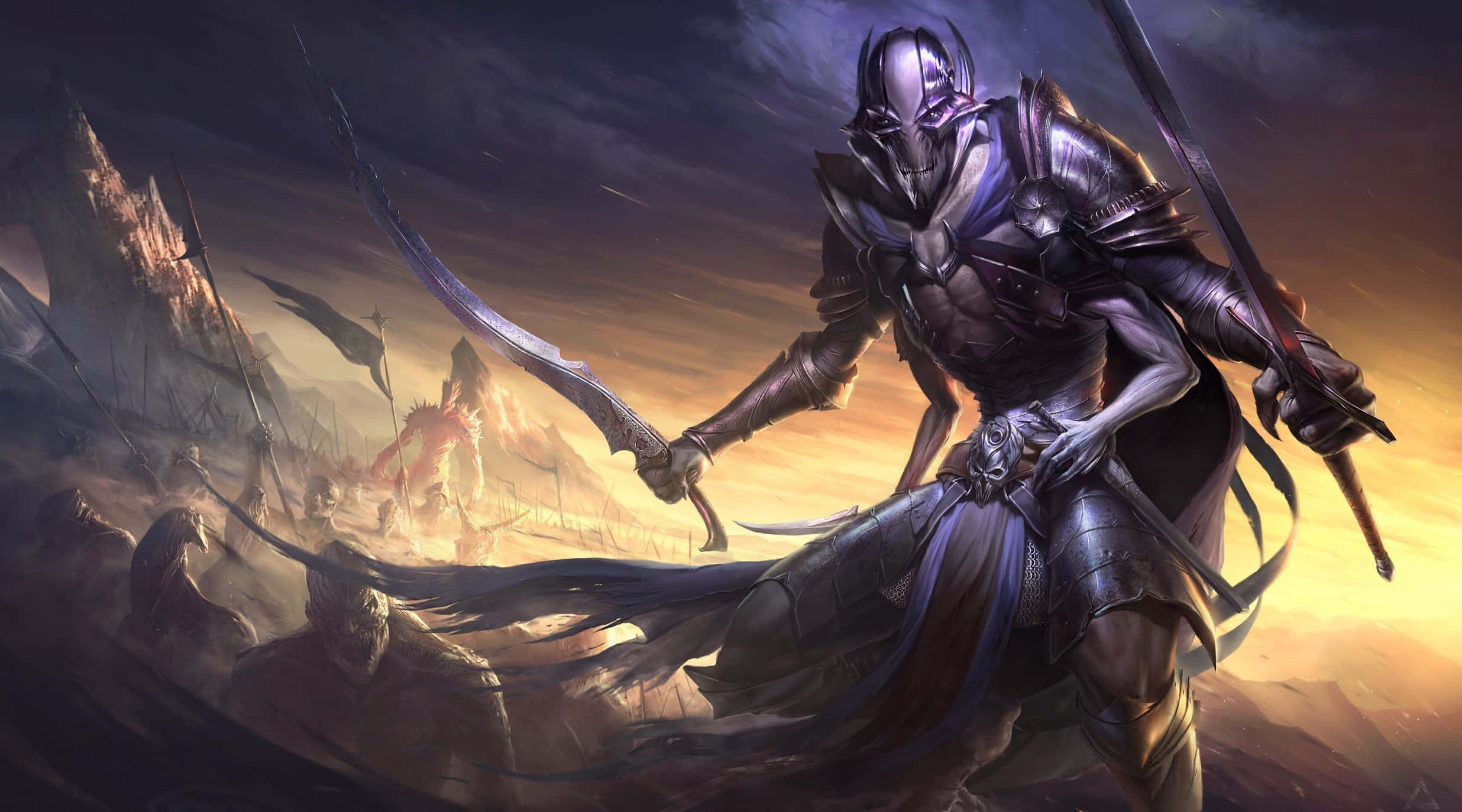 General Grievous, dark-armored warrior, glowing eyes, Full HD Desktop Wallpaper